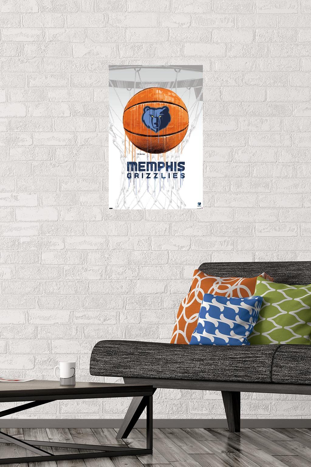 Trends International Nba Memphis Grizzlies - Drip Basketball 21 Wall Poster, 14.725'' X 22.375'', Premium Poster & Mount Bundle
