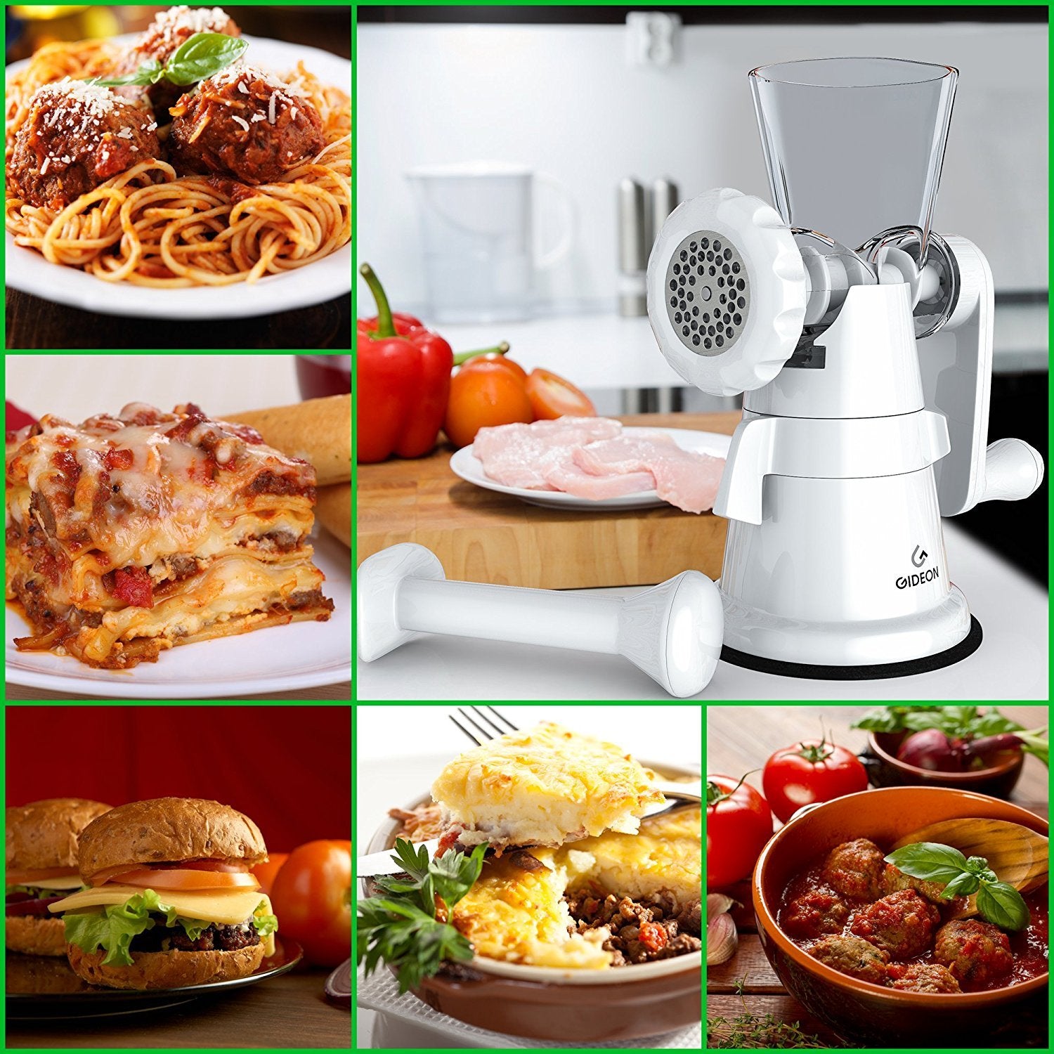 Gideon Hand Crank Manual Meat Grinder Heavy Duty Stainless Steel Blades With Powerful Suction Base Effortlessly Grind Meat, Vege