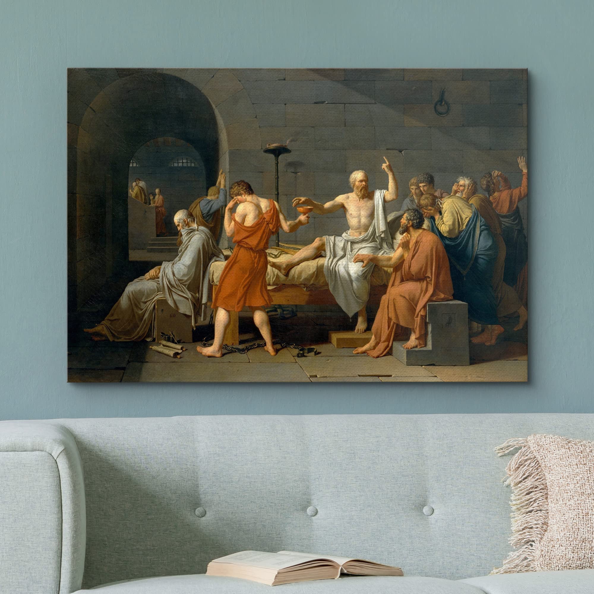 Wall26 - The Death Of Socrates By Jacques-Louis David - Canvas Print Wall Art Famous Painting Reproduction - 16'' X 24''