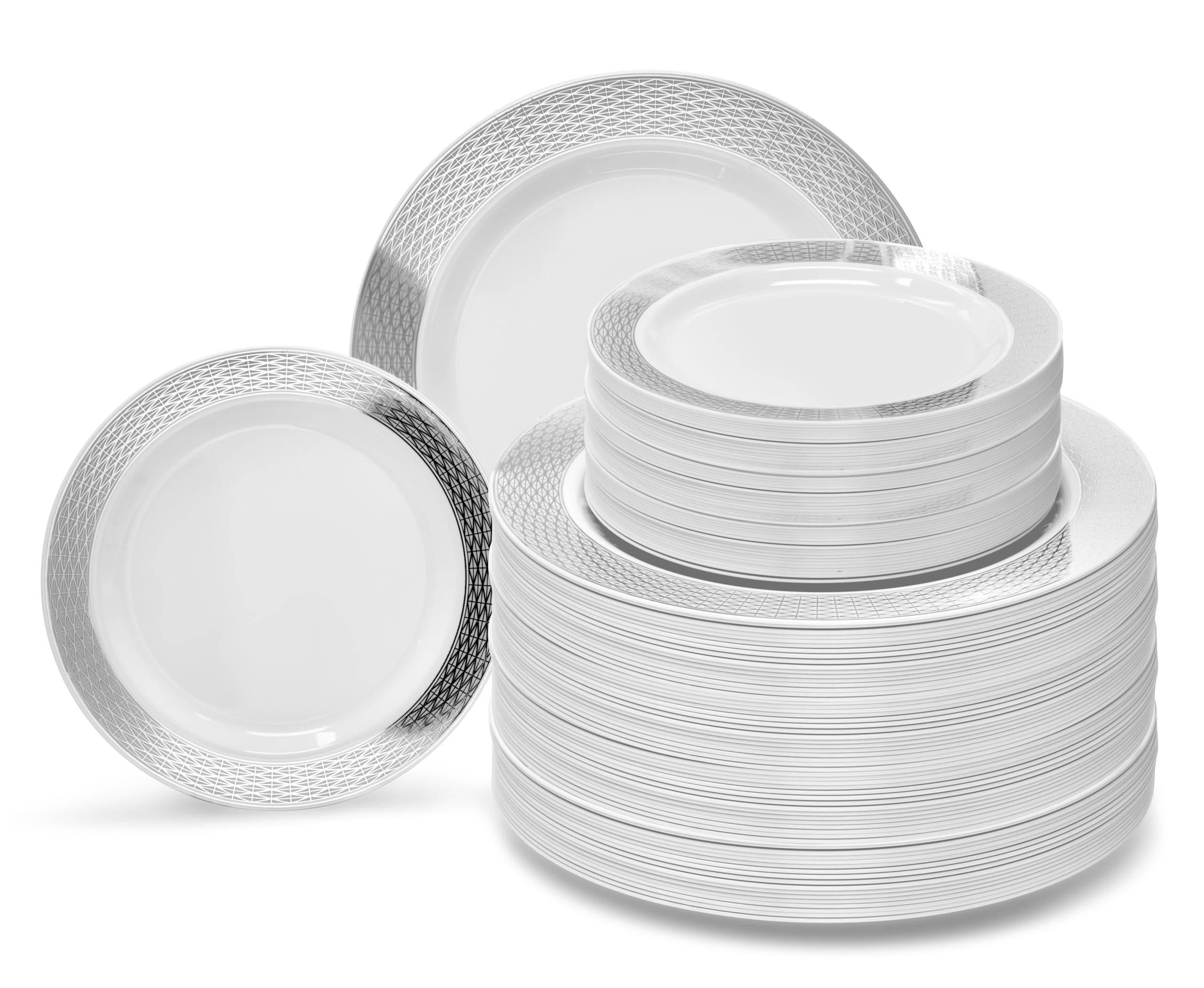 Occasions 240 Plates Pack,(120 Guests) Heavyweight Premium Wedding Party Disposable Plastic Plates Set -120 X 10.5'' Dinner + 12