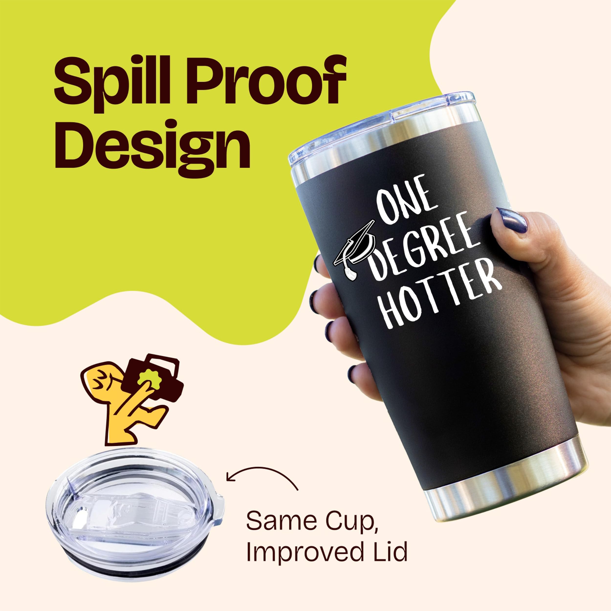 Graduation Gifts for Her - One Degree Hotter Tumbler Black 20oz Hotter By One Degree PhD Graduation Gift College Graduations Gif