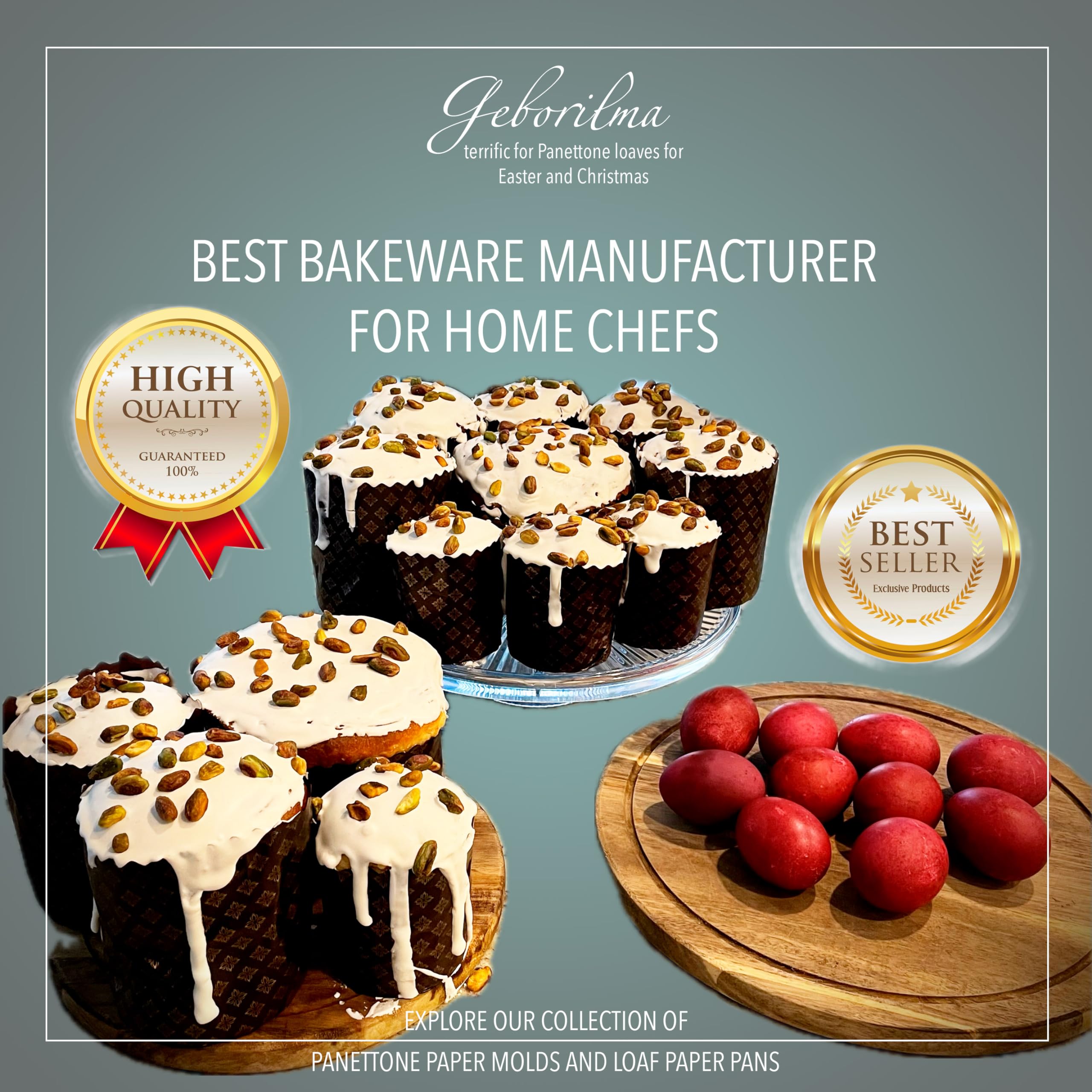 20 Oz Geborilma Easter Bread Mold - Panettone Paper Baking Molds 6 Pack - Oven Safe Large Panettone Mold - Easter Bread Paper Mo