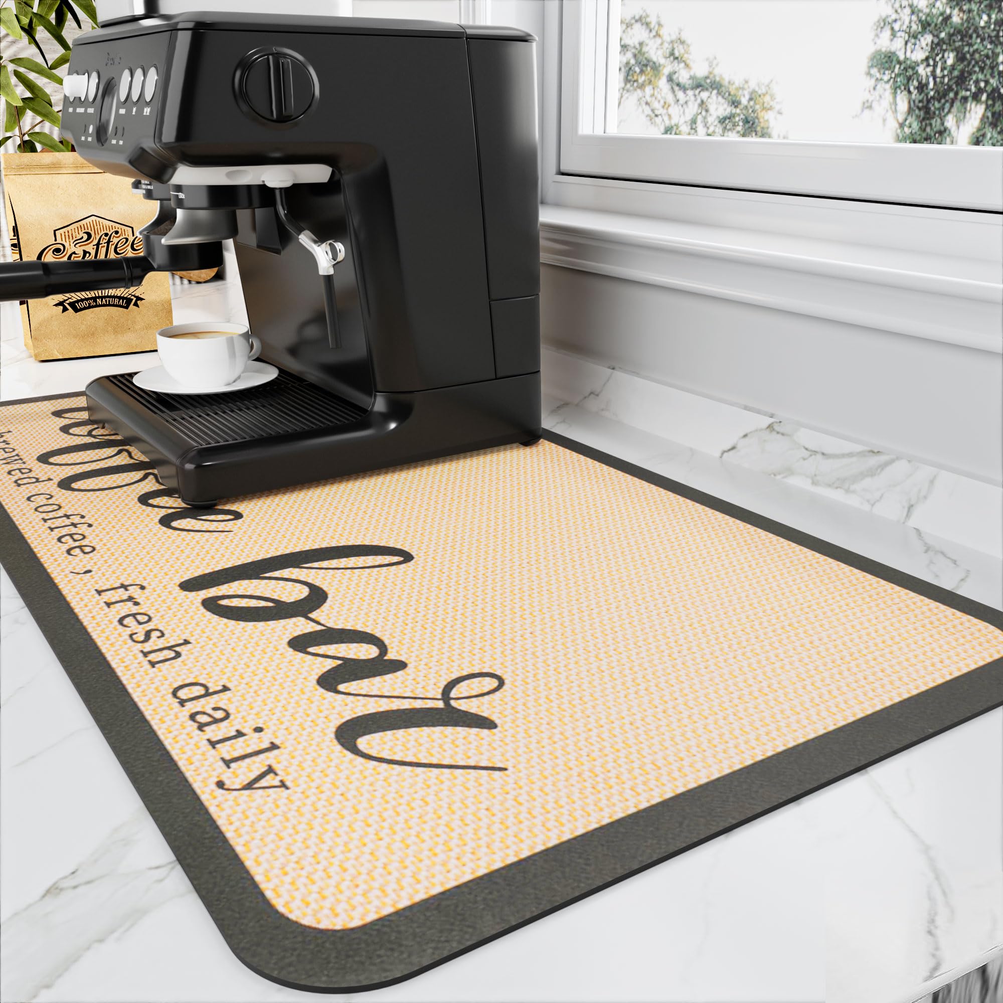 HotLive Coffee Mat - Coffee Bar Mat for Countertops | Coffee Bar Accessories Fit Under Coffee Maker Espresso Machine | Absorbent