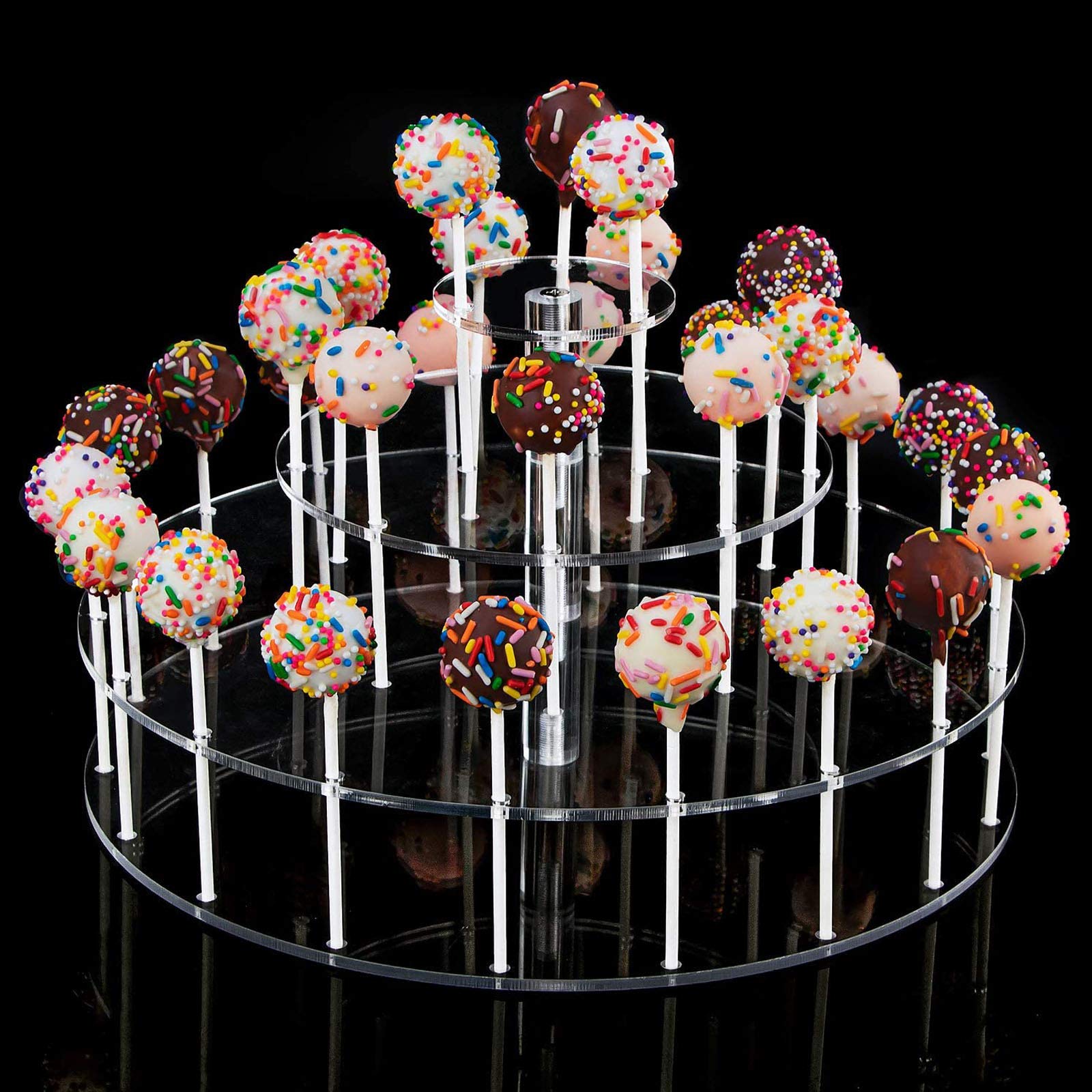 Yestbuy Cake Pop Display Stand, 30 Hole Cake Pop Holder , 3 Tiered Lollipop Holder For Weddings, Birthday Parties, Anniversaries