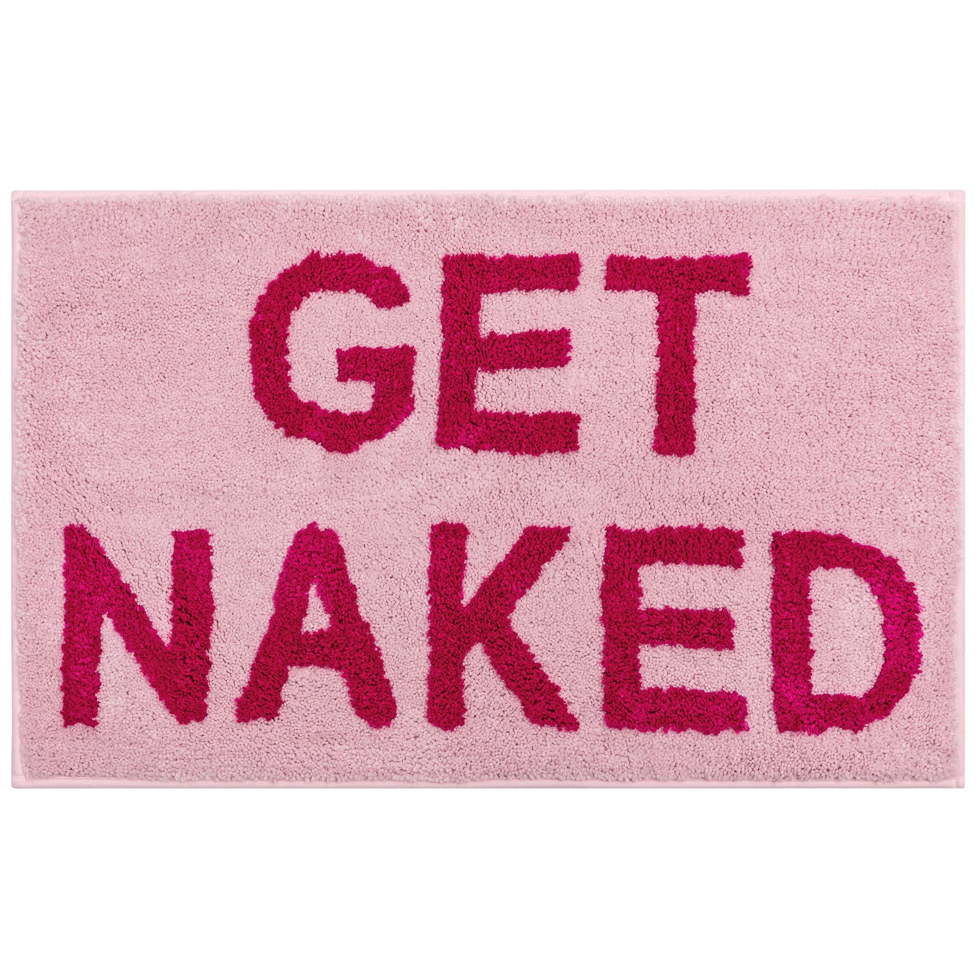 Qubomax Get Naked Bath Mat - Non-Slip, Super Absorbent, Funny Bathroom Rug, Machine-Washable, Cotton & Microfiber, 32''X20'' (Pi