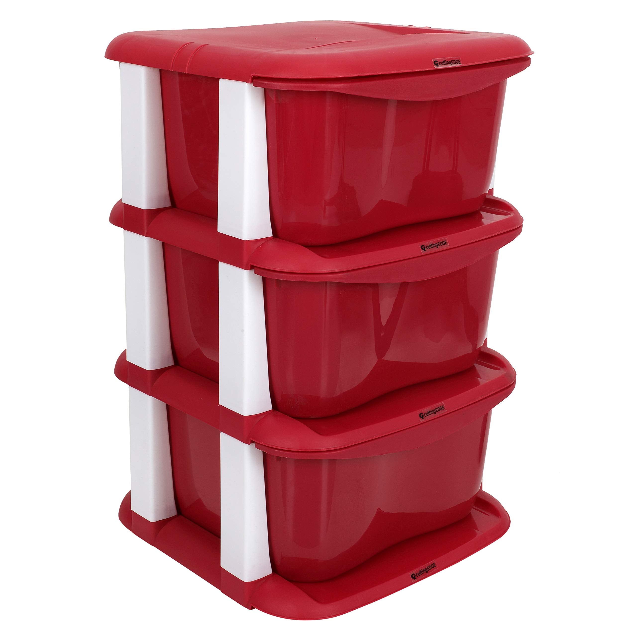 Cutting Edge 3 Layer, Modular Storage Drawer Set, Red