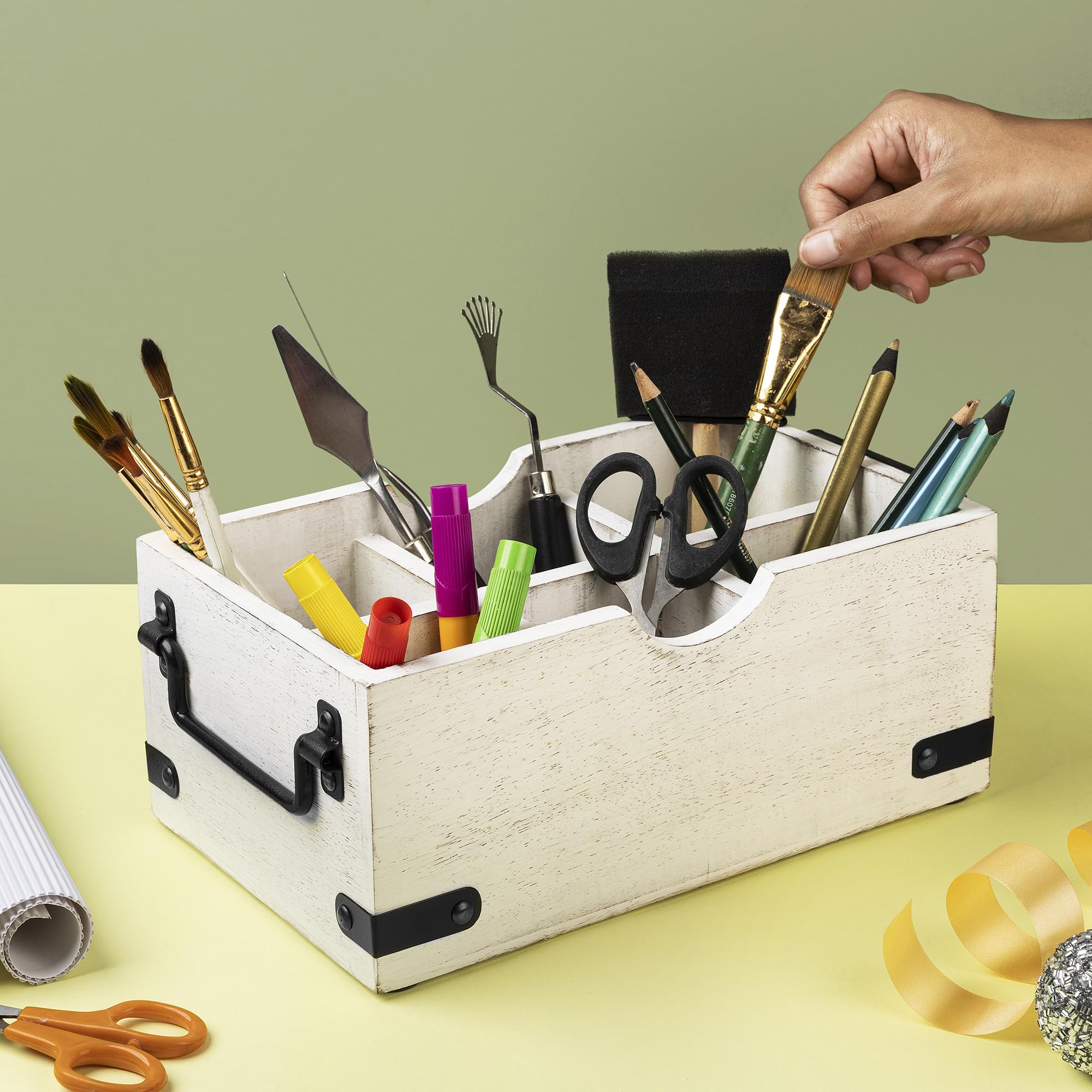 Gocraft 6 Compartment Flatware Caddy, Multipurpose Organiser For Kitchen Cutlery, Dining Silverware Condiments, Arts, Makeup Bru