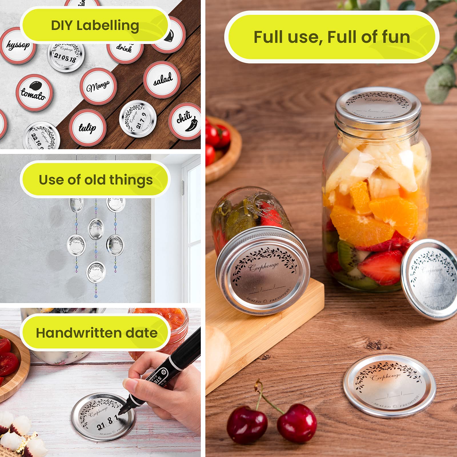 48 Pcs / 24 Sets Canning Lids And Rings For Regular Mouth Mason Jar Ball Kerr Jars, Split-Type Thick Metal Food Grade Material 1