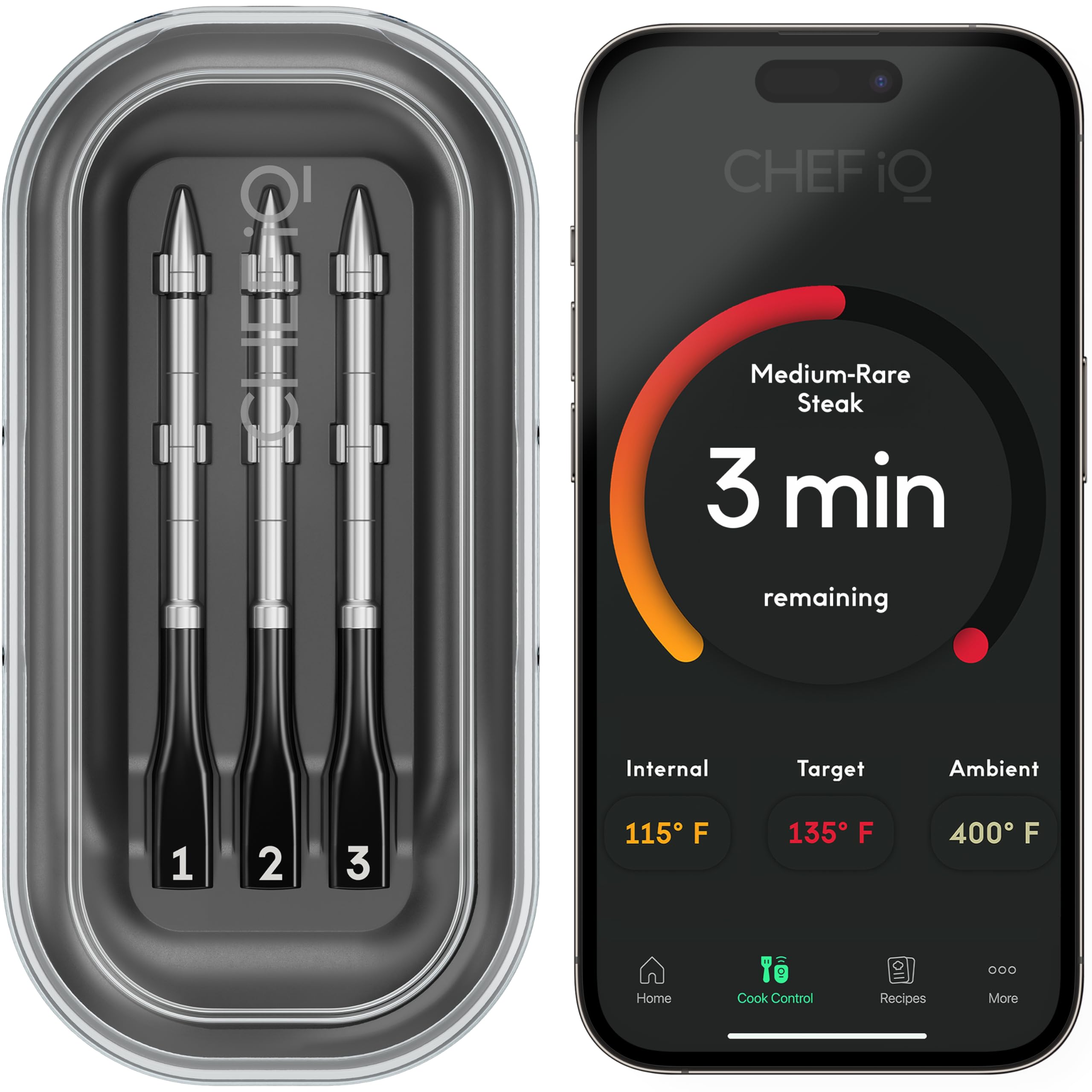 Chef Iq Sense Smart Wireless Meat Thermometer With 3 Ultra-Thin Probes, Unlimited Range Bluetooth Meat Thermometer, Digital Food