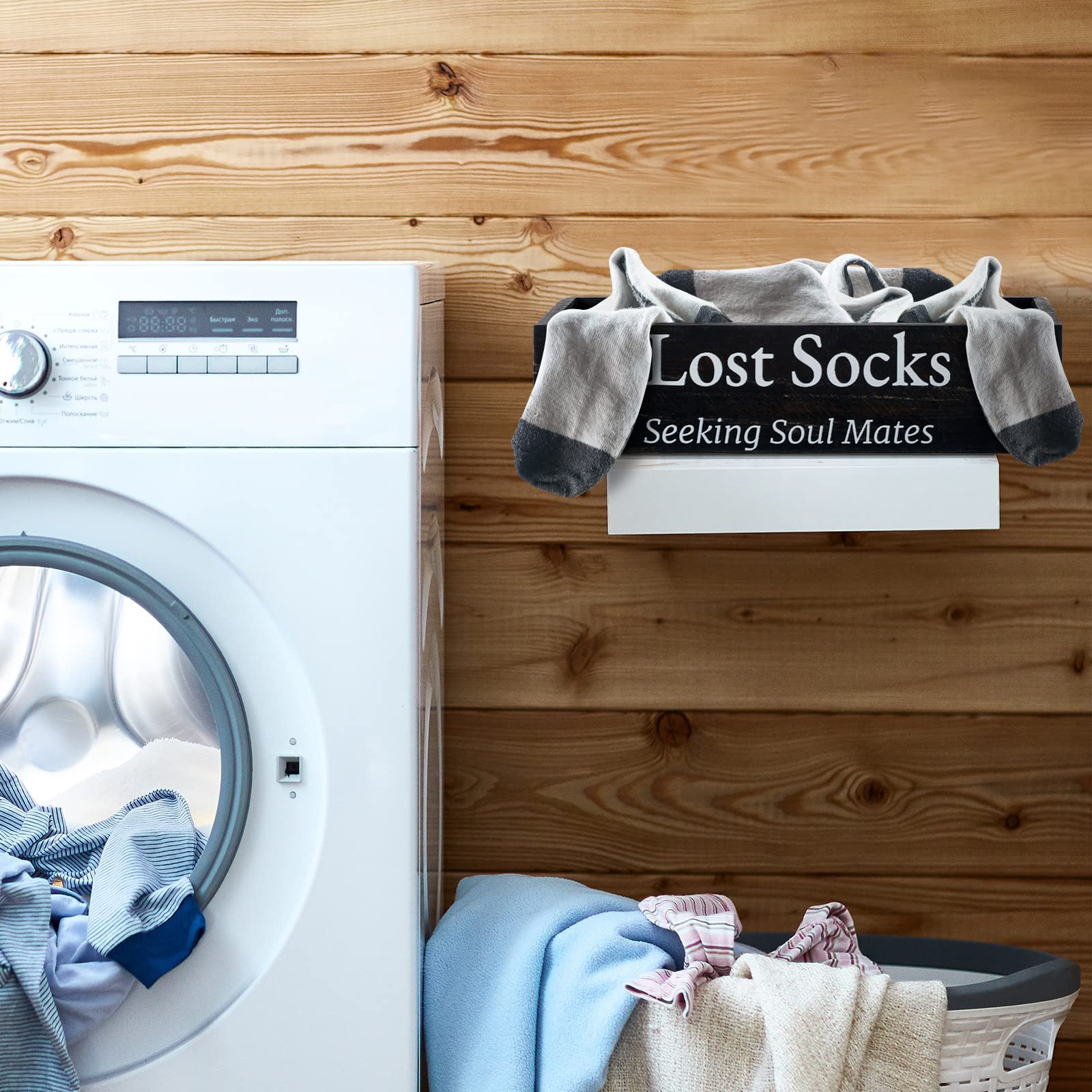 Farmhouse Lost Socks Basket Wooden Missing Sock Basket Laundry Room Organization Rustic Farmhouse Decor Funny Lost Socks Laundry