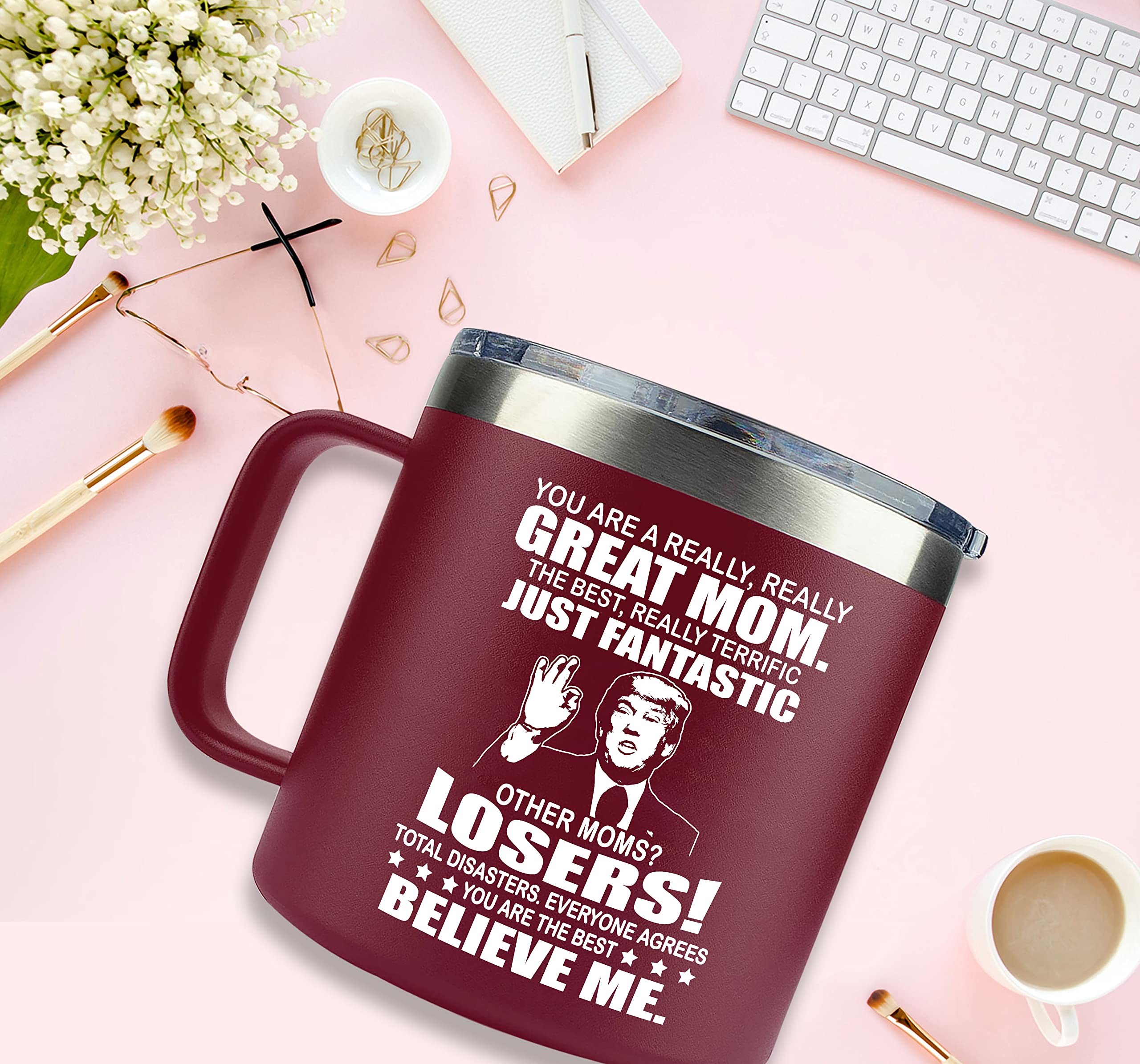 LIZAVY Stainless Steel Coffee Mug - 14 Oz, Gifts for Mom, Cool Birthday Gifts for Moms, Mother's Day Gift, Mom 01