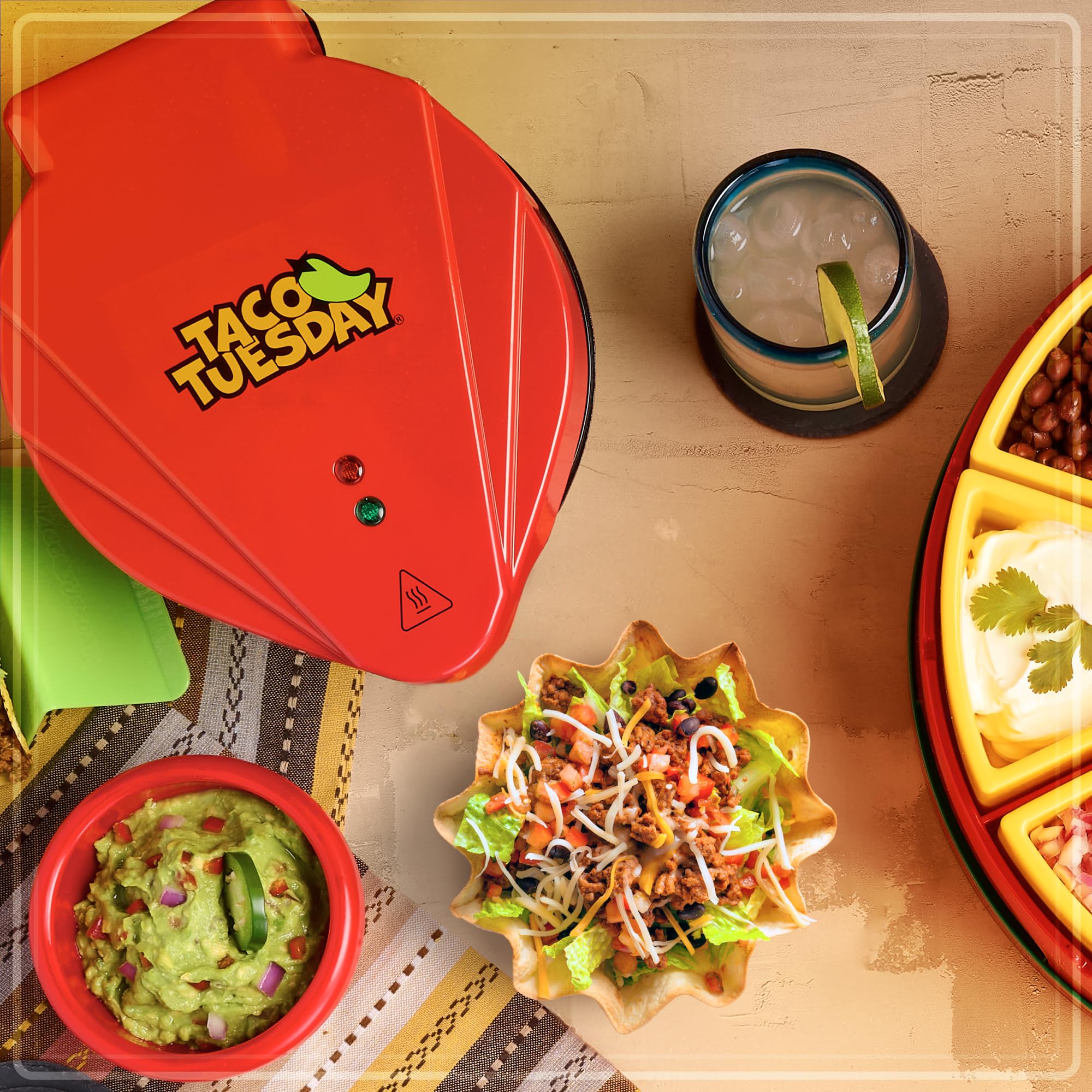Nostalgia Taco Tuesday Tortilla Bowl Maker For Baked Taco Bowls, Tostadas, Salads, Dips, Appetizers, And Desserts, 8 To 10 Inch