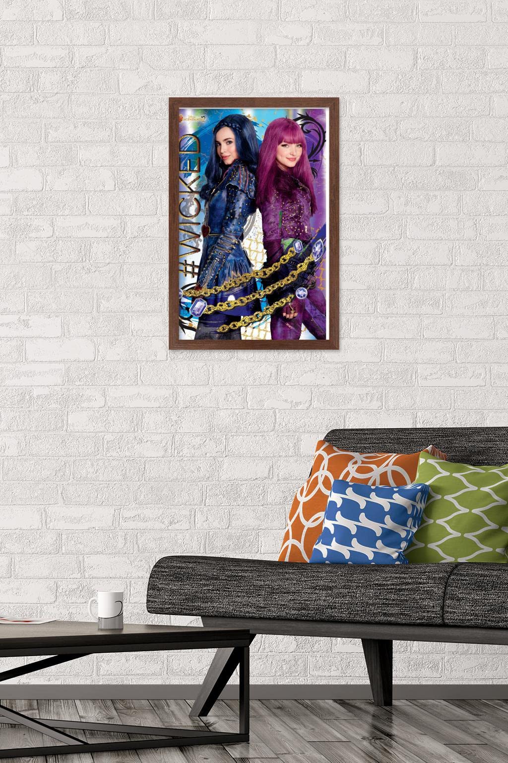Trends International Disney Descendants 2 - Wicked Wall Poster, 14.725'' X 22.375'', Mahogany Framed Version