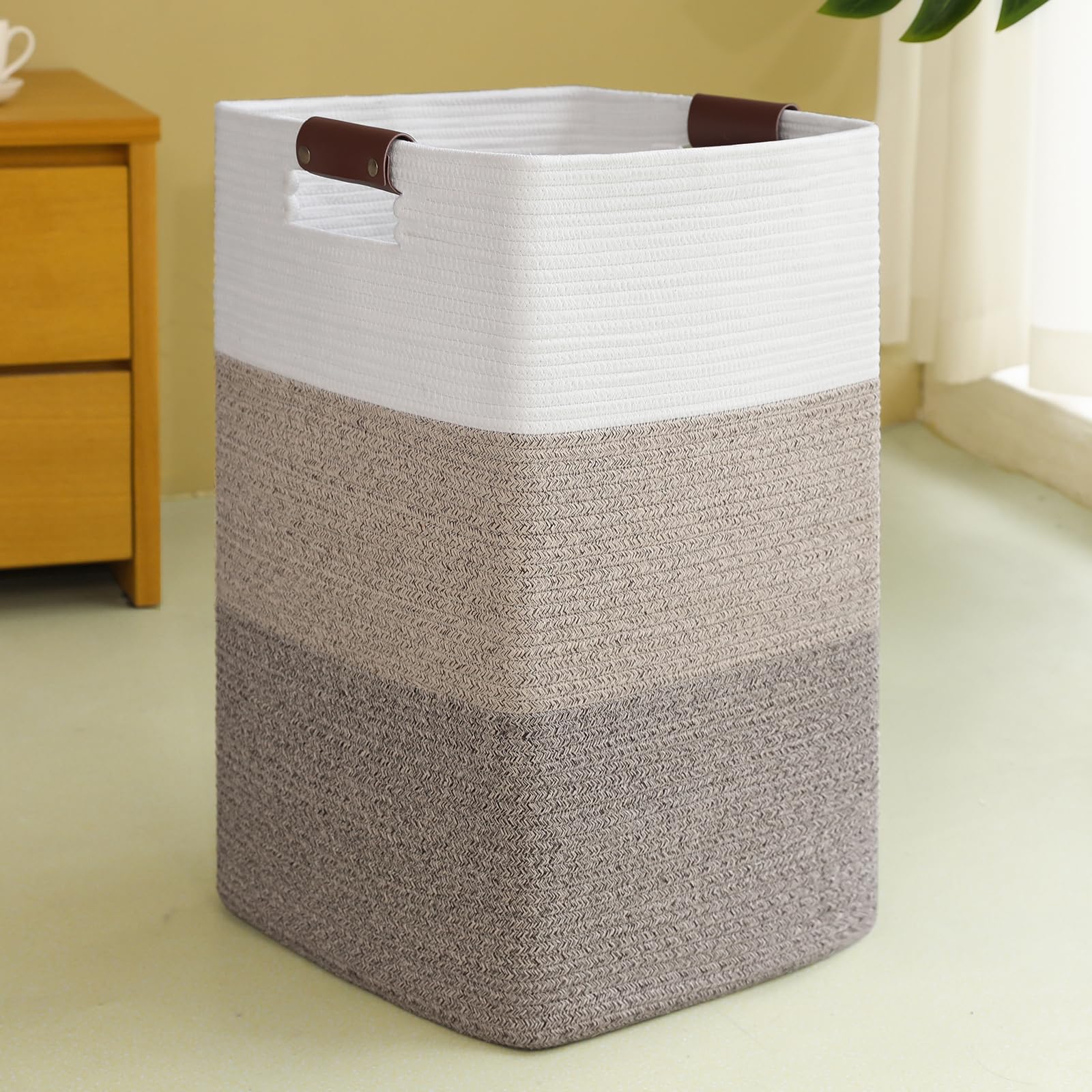 Sixdove Laundry Hamper 96L Extra Large Laundry Basket, Woven Blanket Basket, Cotton Woven Storage Basket Hamper With Handles For