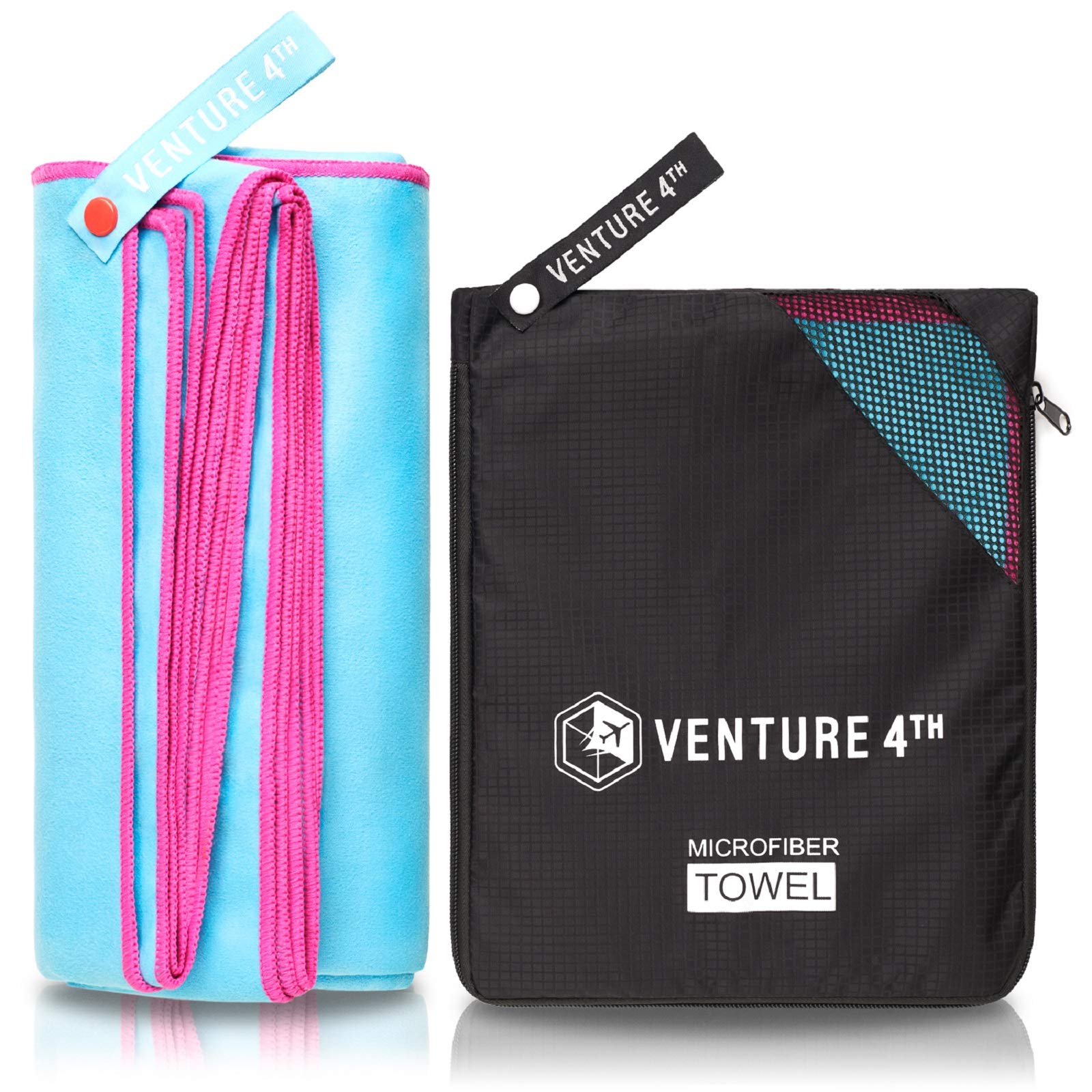 Venture 4Th Quick Dry Microfiber Towel - Odor Resistant, High Performance Towels For Gym, Camping, Travel, Yoga And Beach (Blue-