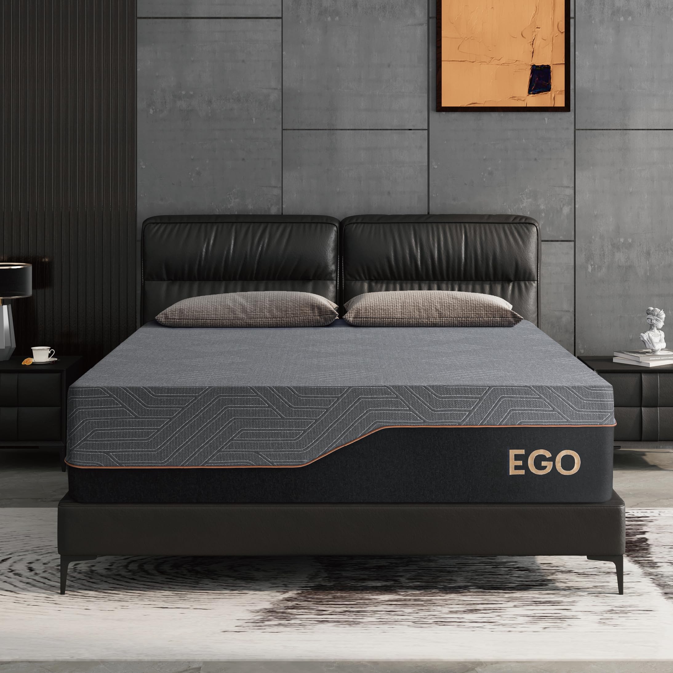 Dyonery California King 14 Inch Memory Foam Mattress In A Box, Jacquard Fabric Cover, Made In Usa, Certipur-Us Certified, Copper