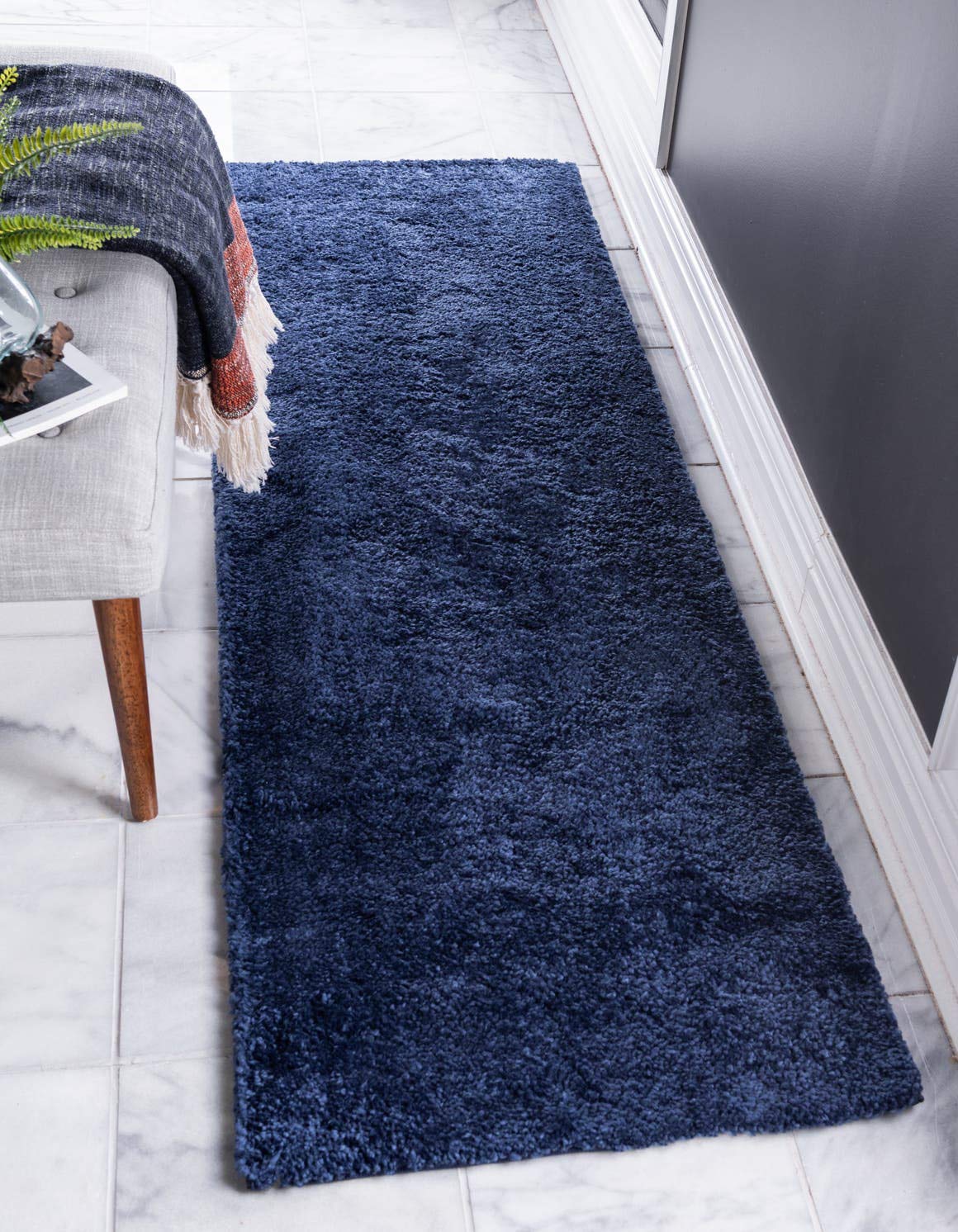 Unique Loom Solo Collection Area Rug - Calabasas (2 2 x 13 1 Runner, Navy Blue)