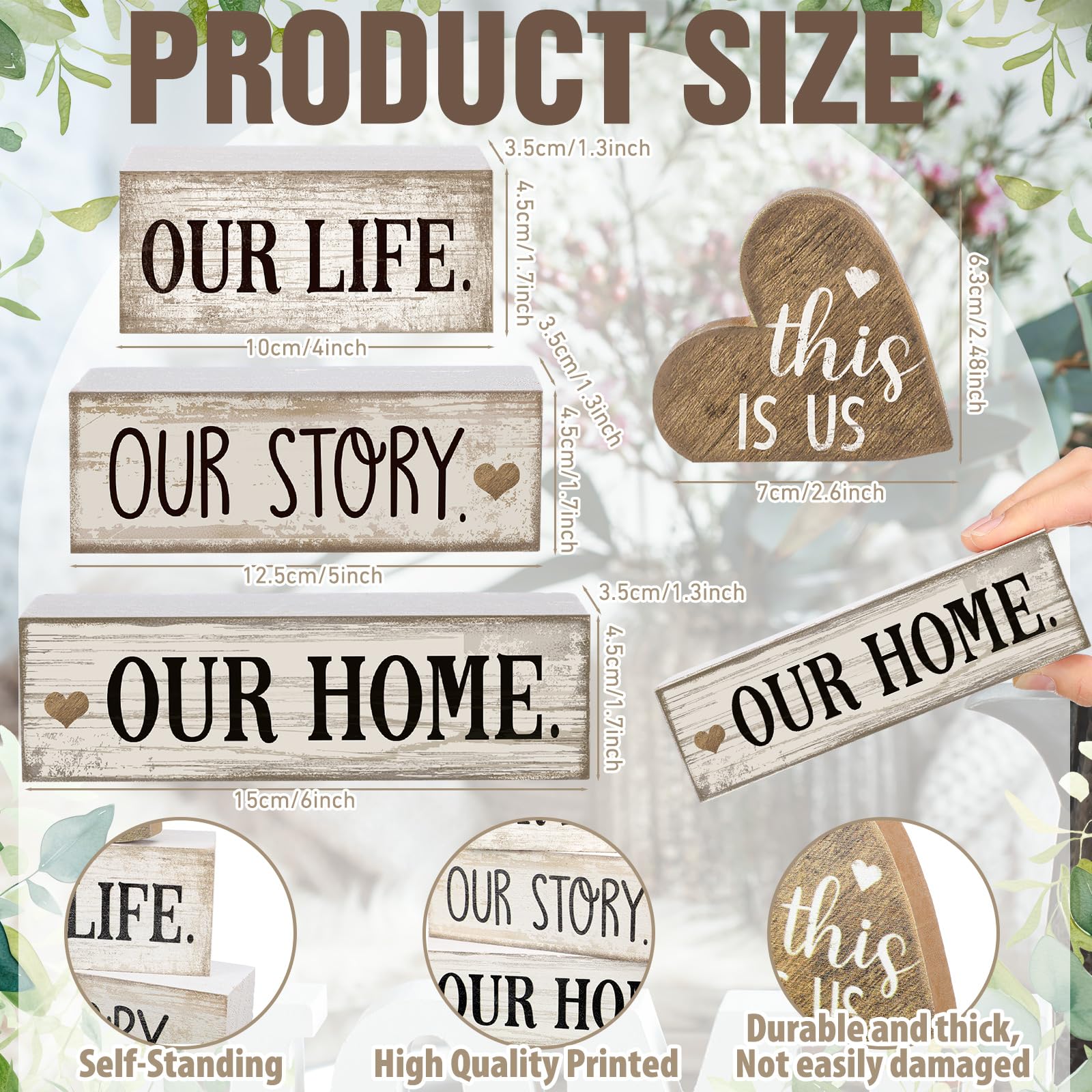 Conelist 4 Pcs Wooden Farmhouse Tabletop Decor Farmhouse Tiered Tray Decor Our Home Centerpiece Wooden Heart Rustic Decorative B