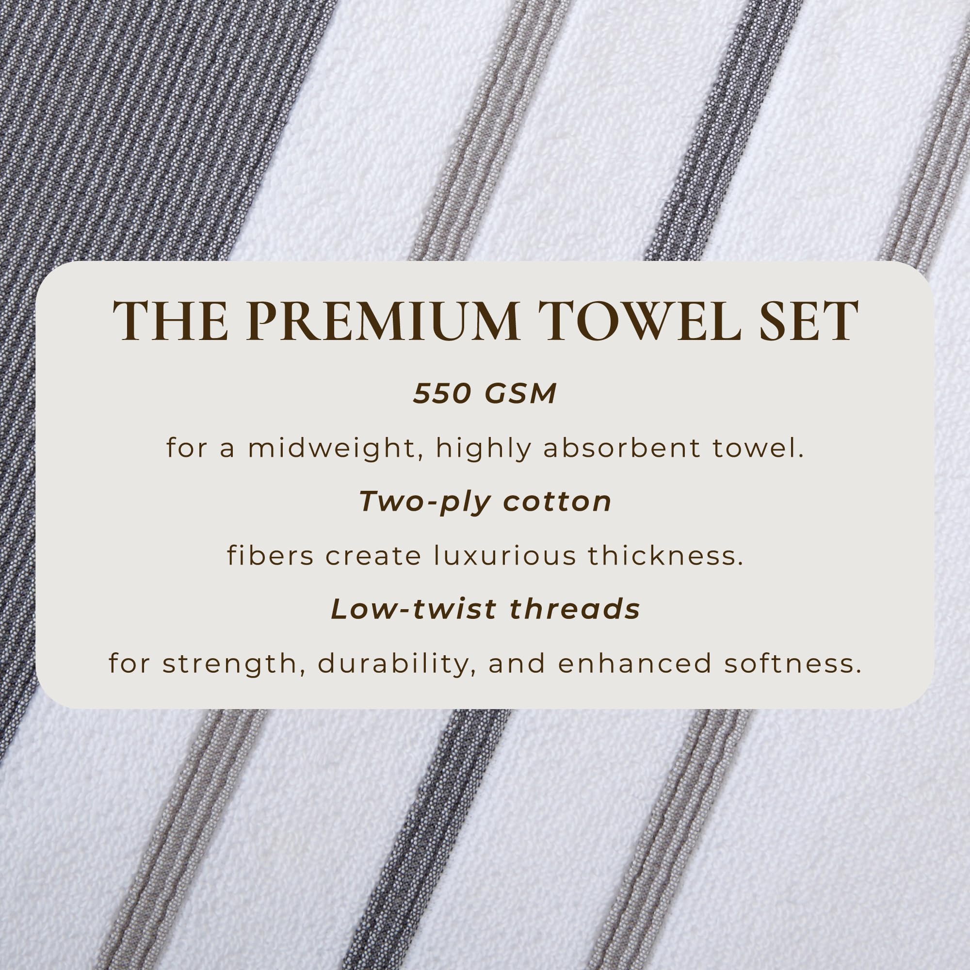 Great Bay Home, Towel, Cotton Towel, 500 Gsm Includes Bath Towels, Hand Towels And Washcloths, Noelle Collection, Dark Greylight