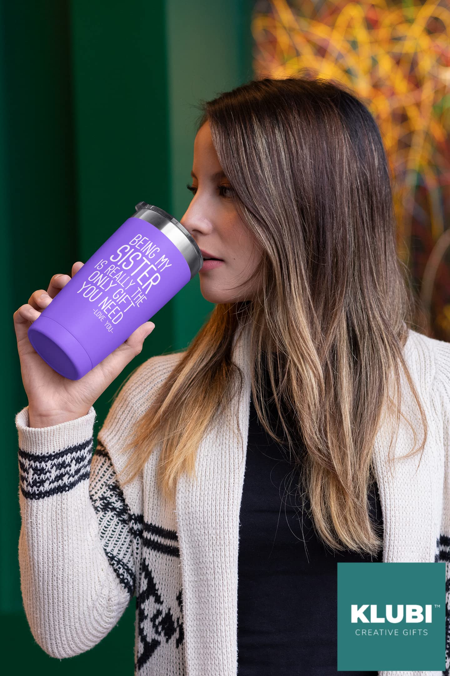 Klubi Sister Gifts From Sister Brother - Being My Sister Is The Only Gift You Need 20Oz Tumbler Coffee Mug Purple- Funny Gift Id