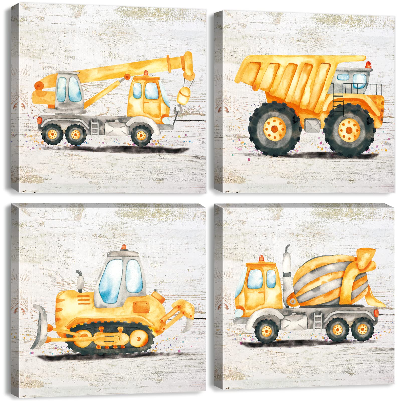 Construction Room Decor For Boys Toddler Boy Room Decor Vintage Car Wall Art Poster Dump Truck Tractor Excavator Canvas Pictures