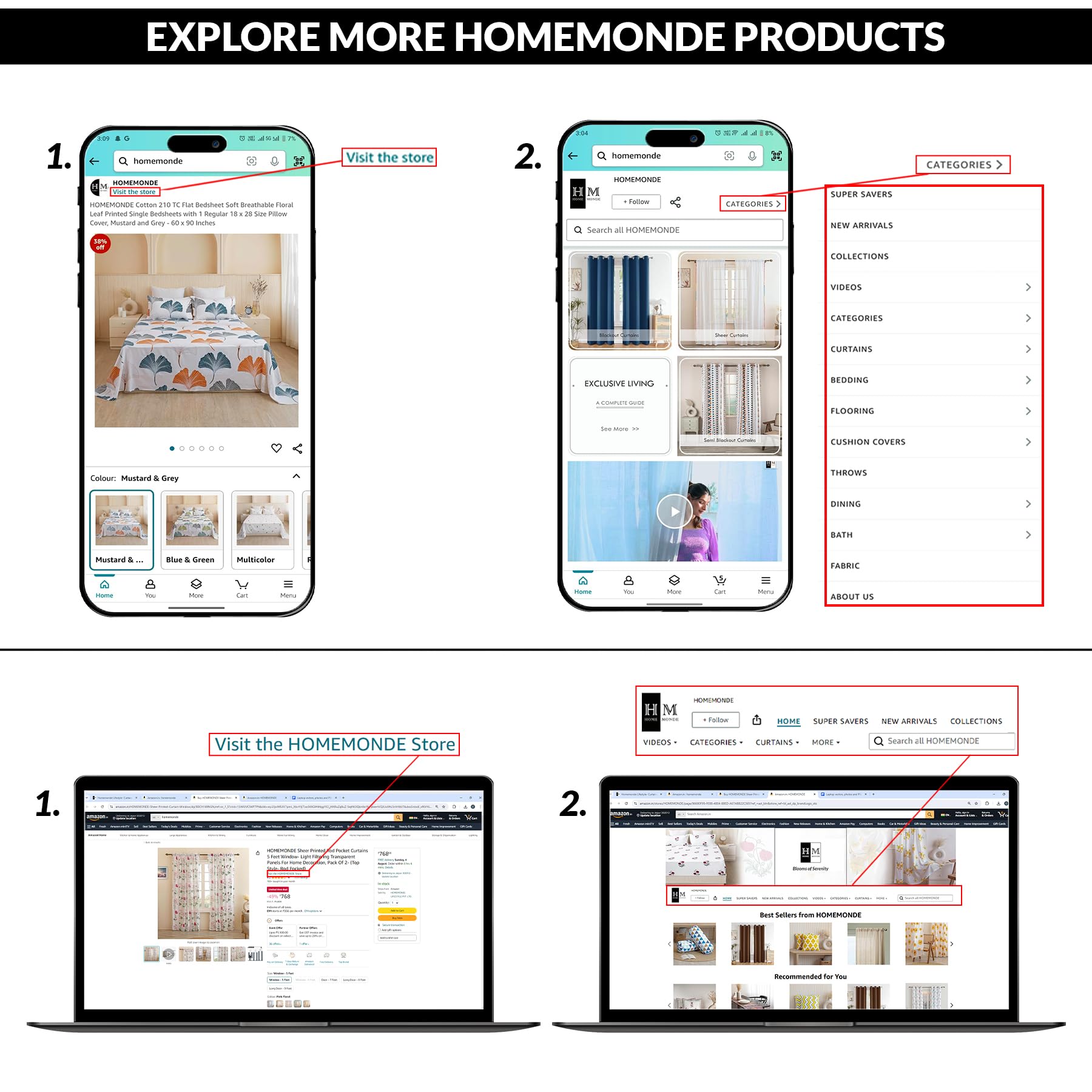 Homemonde Room Darkening Curtain For Door 7 Feet Single Pcs - Heavy Polyester 75% Blackout Thick Curtains, Room Privacy And Ther