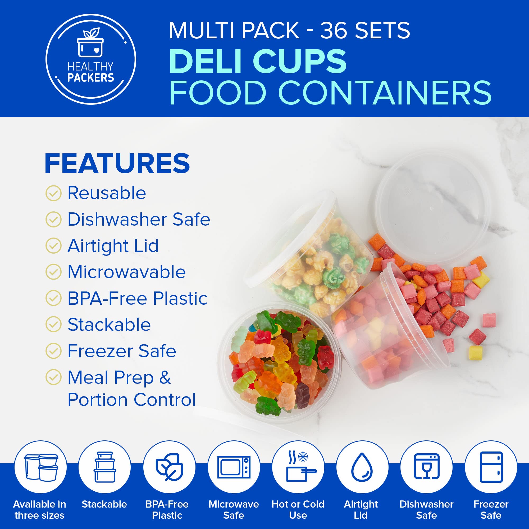 Healthy Packers Food Storage Containers With Airtight Lids - Clear Plastic Food Storage Jars - Bpa Free| Leakproof - Microwaveab