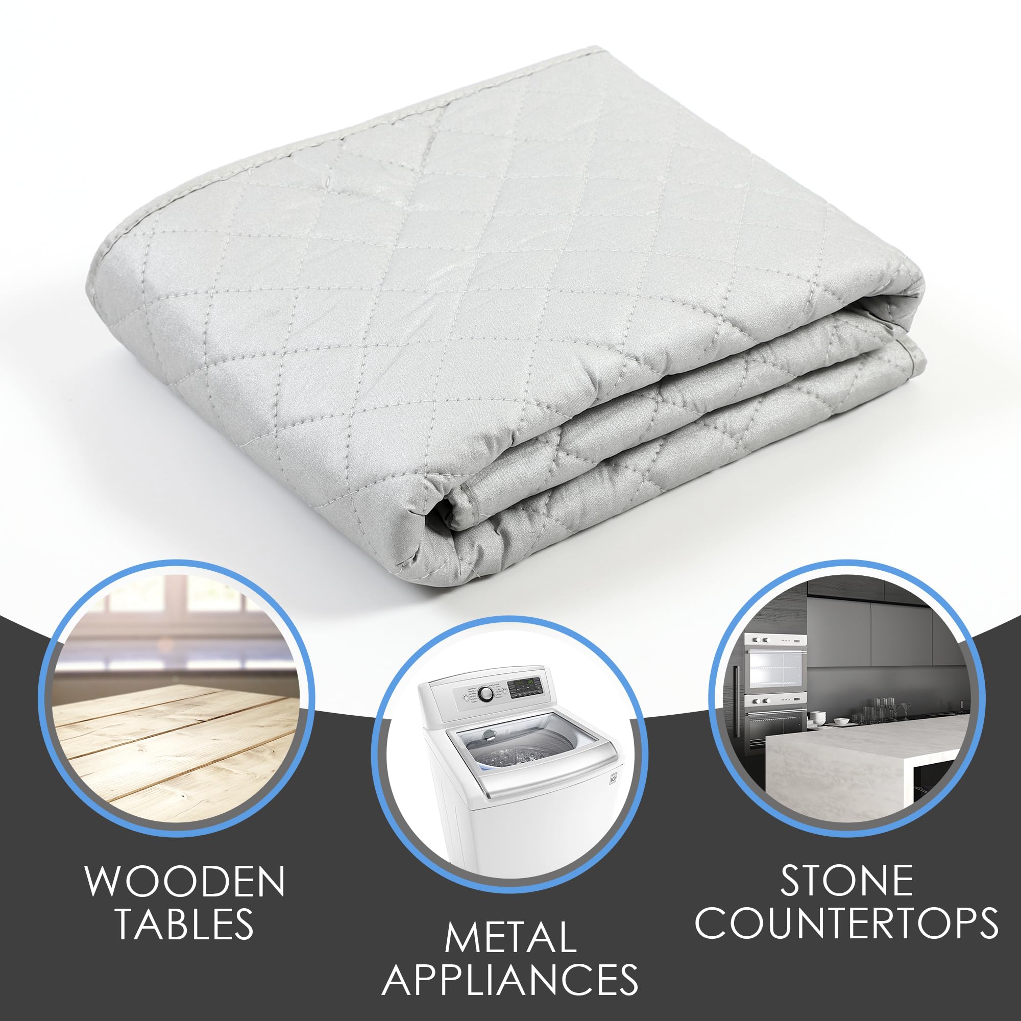 Houseables Magnetic Ironing Mat, Portable Iron Board, Heat Resistant Tabletop Pad, 36''X30'', Gray, Quilted, Dryer Top Cover For