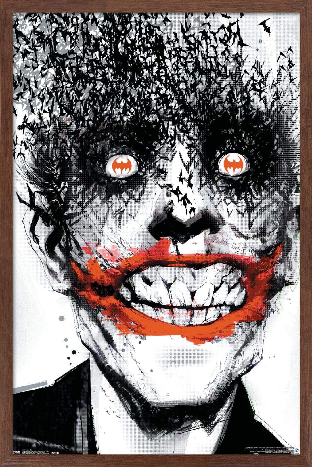 Trends International Dc Comics - The Joker - Bats Wall Poster, 22.375'' X 34'', Mahogany Framed Version
