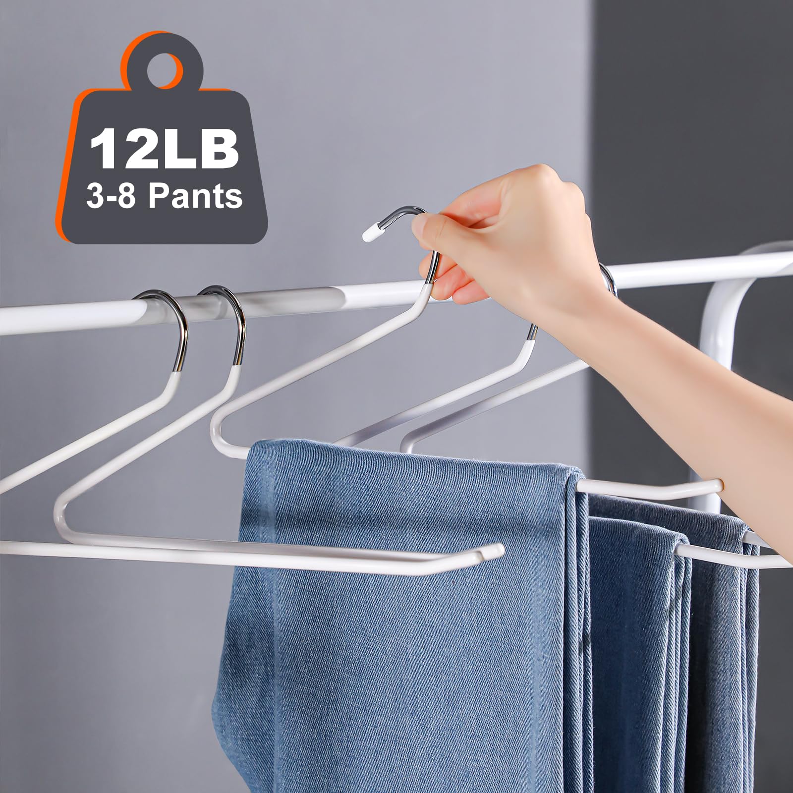 Joybos 30 Pack Pants Hangers Space Saving, Open Ended Hangers For Pants, Scarf Organizer Hanger For Closet, Metal Non Slip Jean
