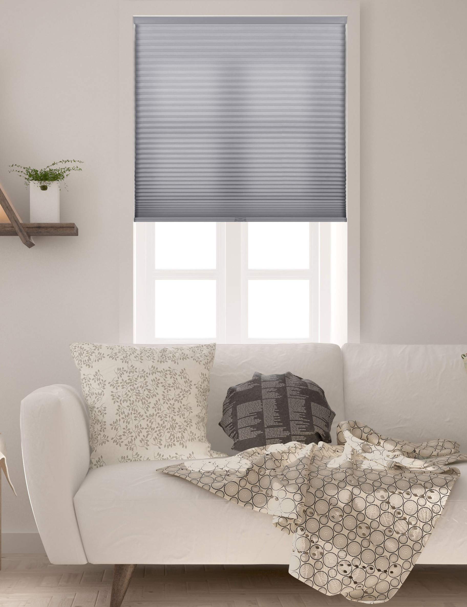 Arlo Blinds Single Cell Light Filtering Cordless Cellular Shades, Color: Grey, Size: 25 W x 60 H