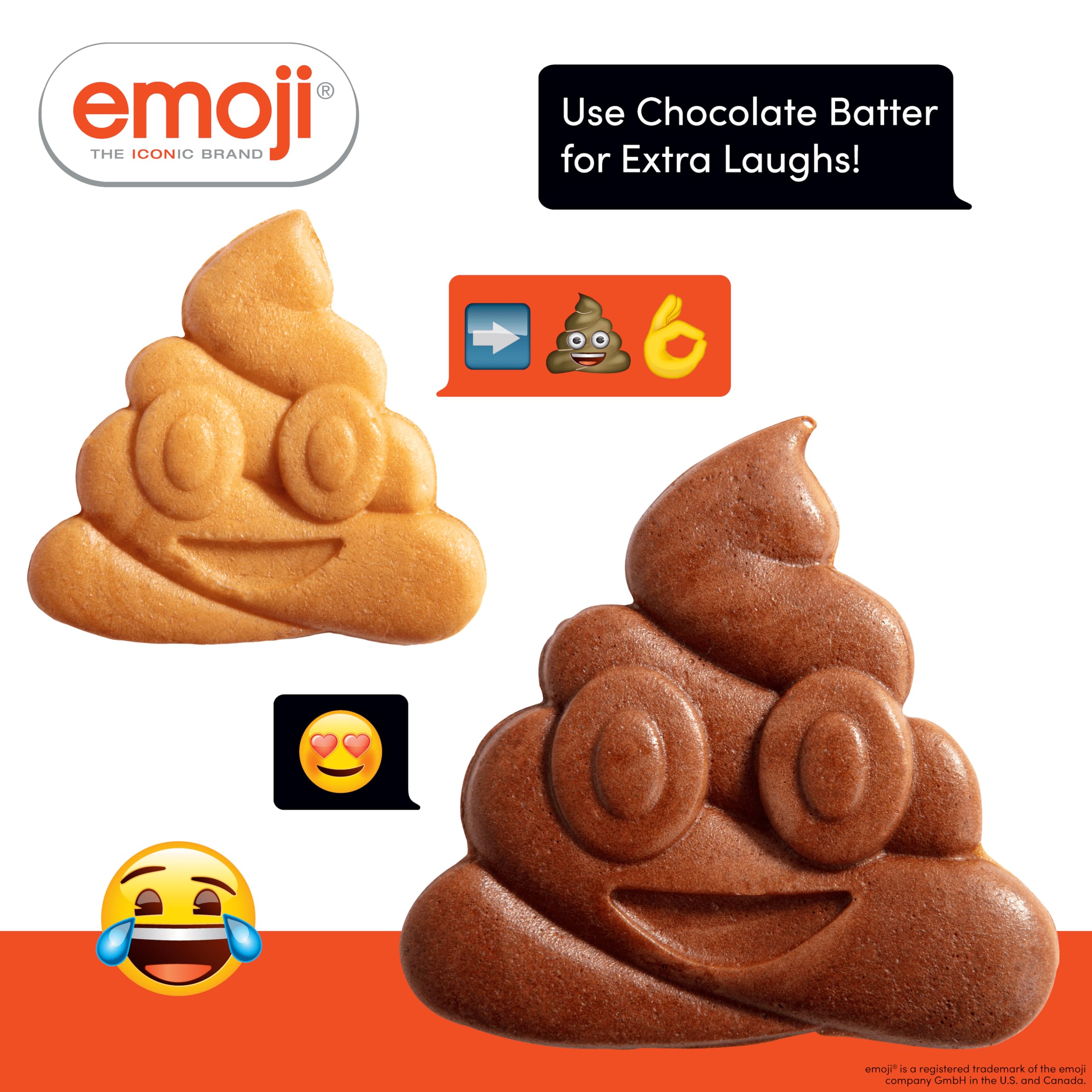 Emoji Poop Mini Waffle Maker- Breakfast Fun For Kids W Cute Smiley Face Design, 4'' Waffler Iron Makes Poo Shaped Pan Cakes Or W