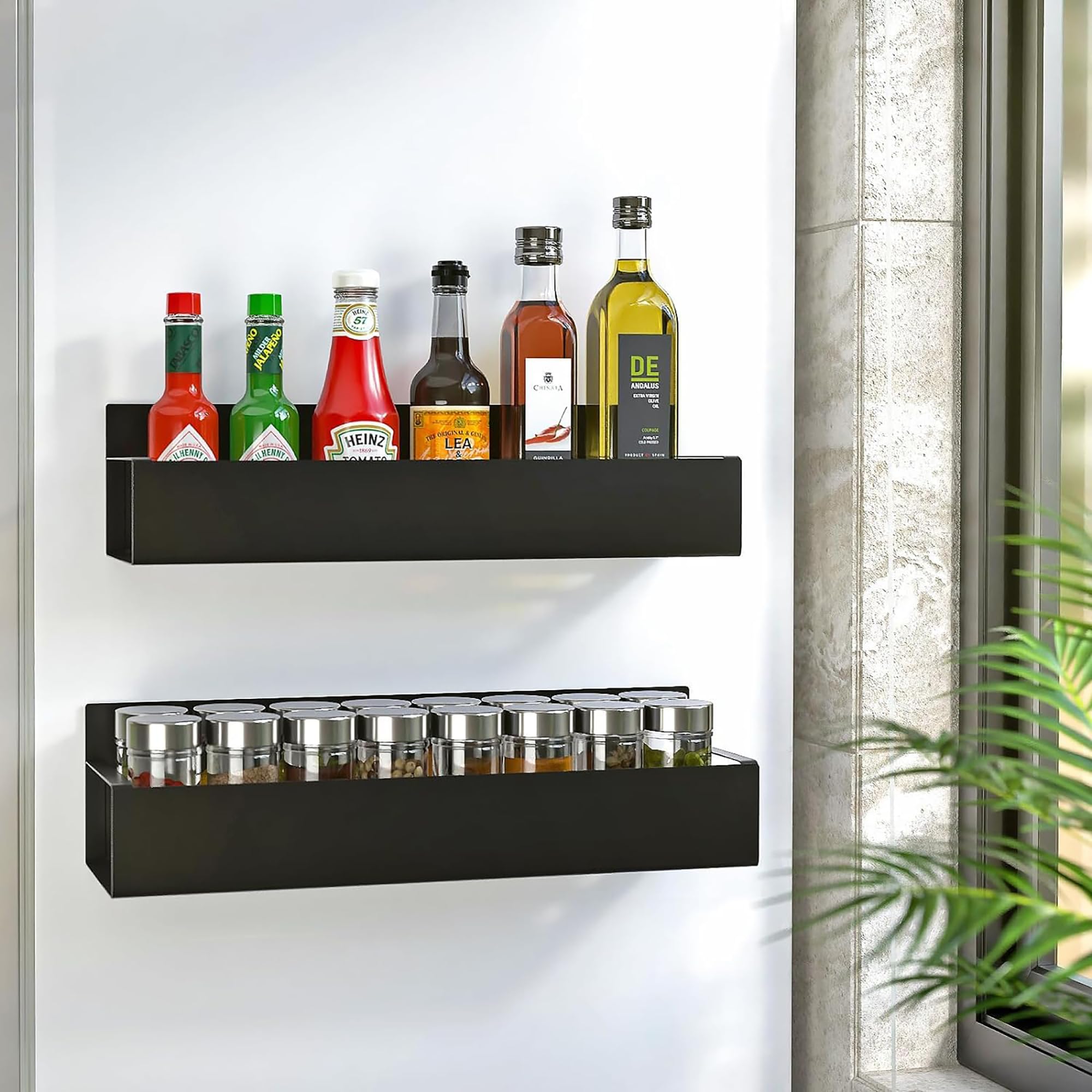 Mosquick Set Of 2 Magnetic Spice Rack For Fridge Side Storage Rack Magnetic Shelves Magnetic Fridge Organizer Magnetic Shelf Spi