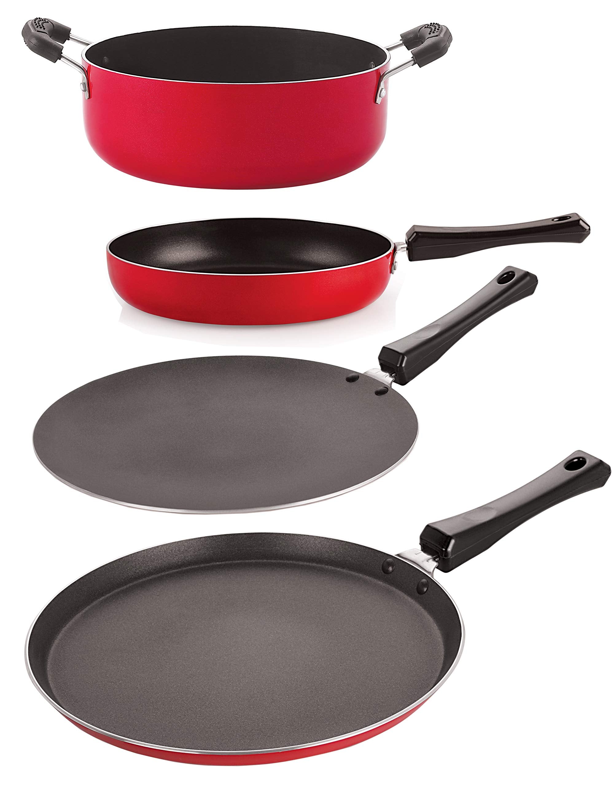 Nirlon 3 Layer NonStick Coated 4 Piece Kitchenware Combo Item Set Offer With Extreme Durability