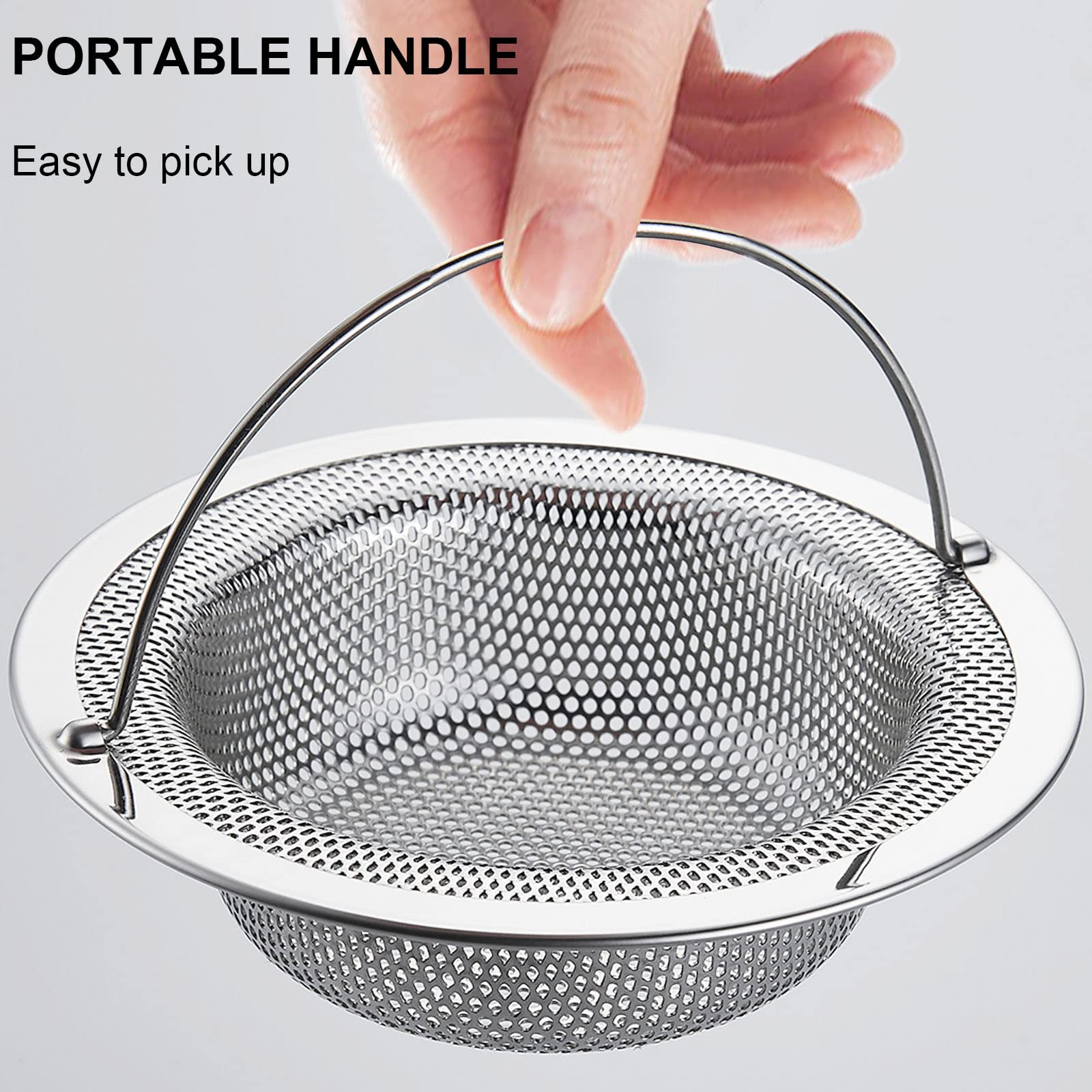 LASSHSWA Kitchen Sink Strainer, Stainless Steel, 4.5" Diameter, Silver, 2PCS, Model SC001hd-304