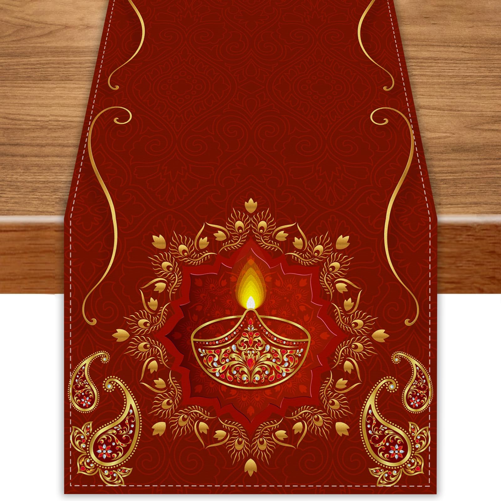 Diwali Table Runner Diwali Tablecloth Diwali Decor Indian Diwali Home Kitchen Dining Room Table Decorations and Supplies for Hom