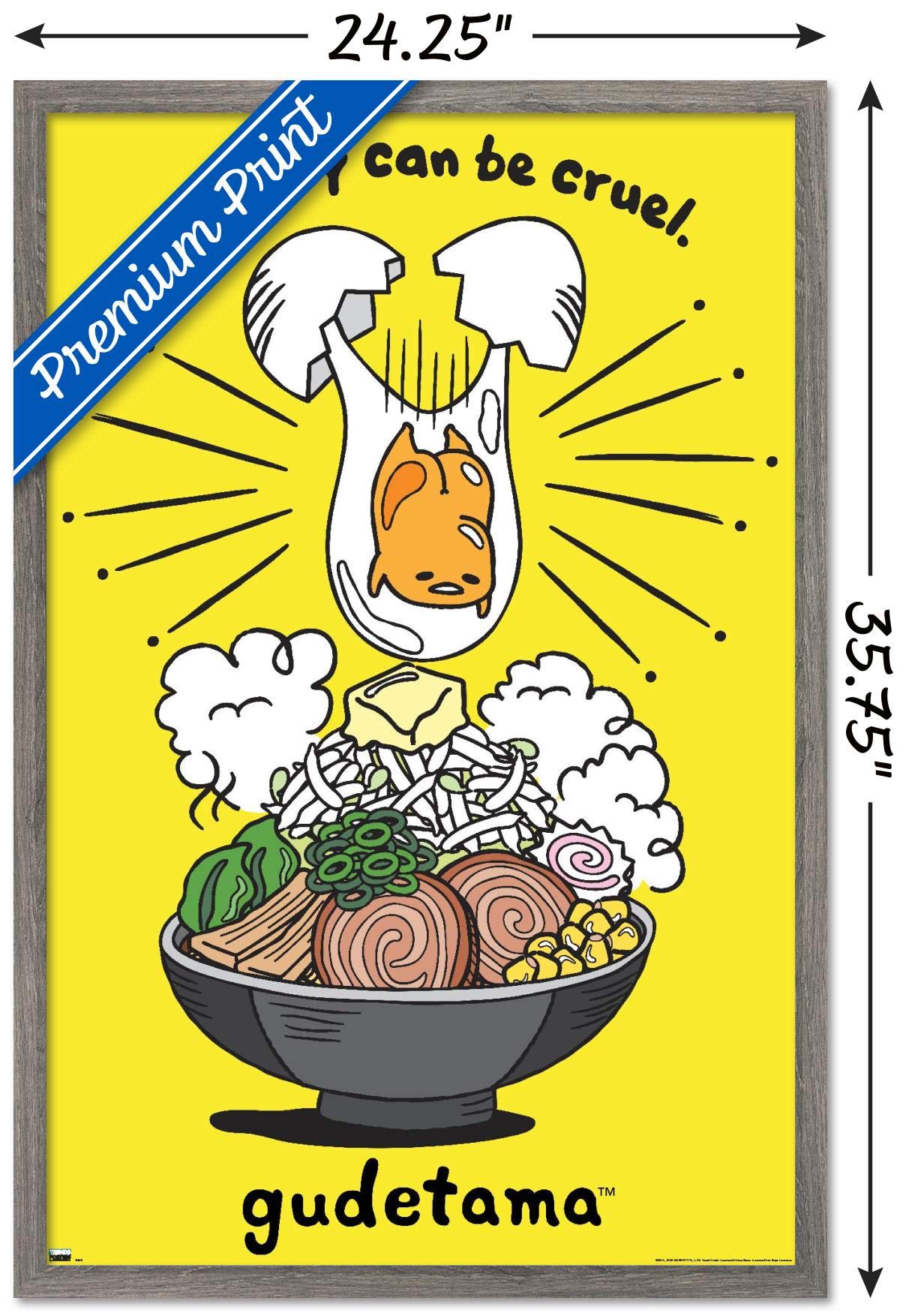 Trends International Gudetama - Gravity Wall Poster, 22.375'' X 34'', Barnwood Framed Version