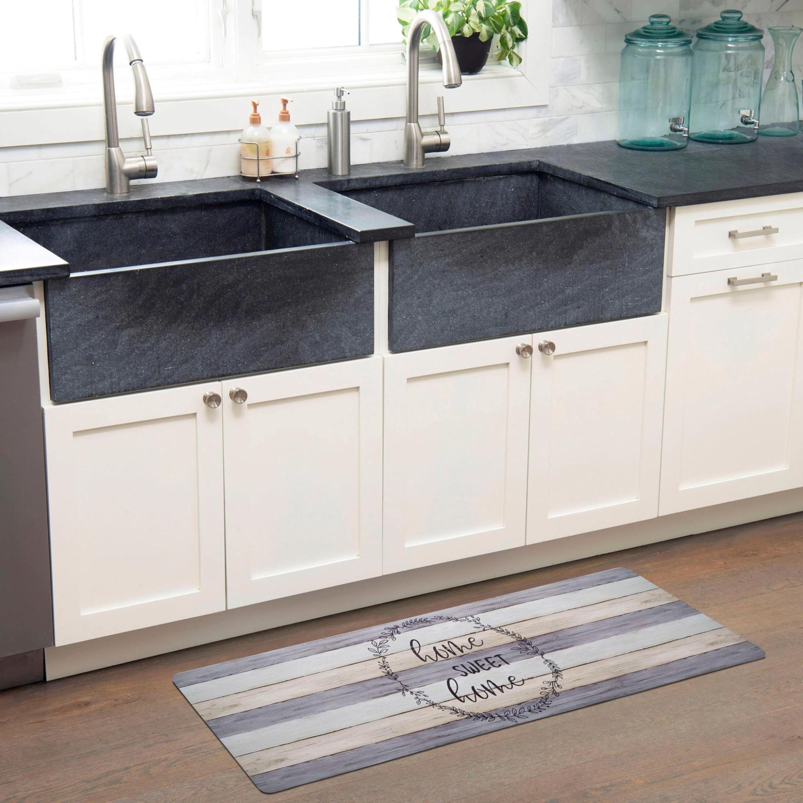 Home Dynamix Cozy Living Home Sweet Home Modern Farmhouse Runner Anti-Fatigue Kitchen Mat, Non-Slip Floor Mat, Padded Standing D