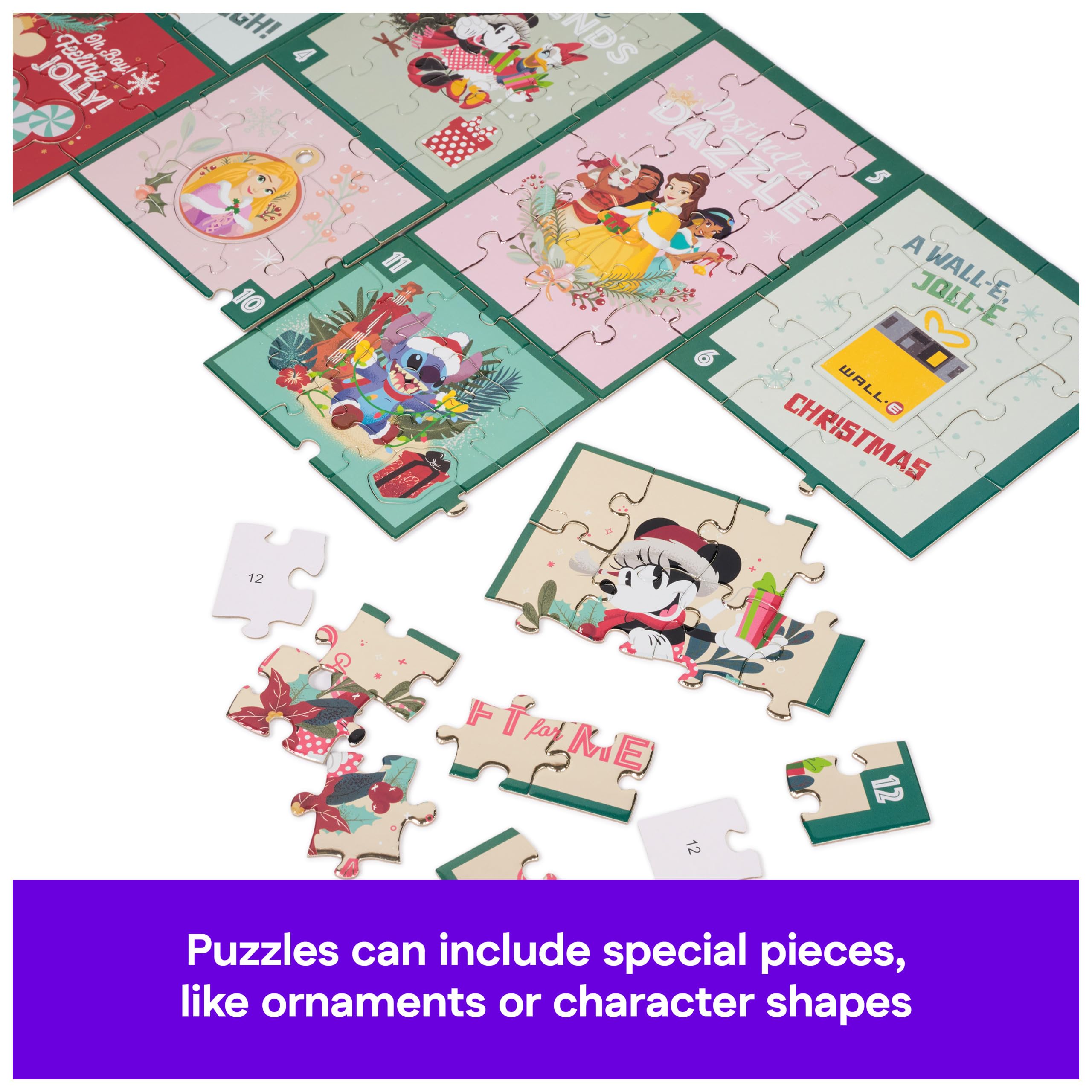 Spin Master Games Disney Puzzle Advent Calendar - 24 Unique Puzzles, 300 Pieces, Multicolor, Holiday Countdown for Ages 3 & Up