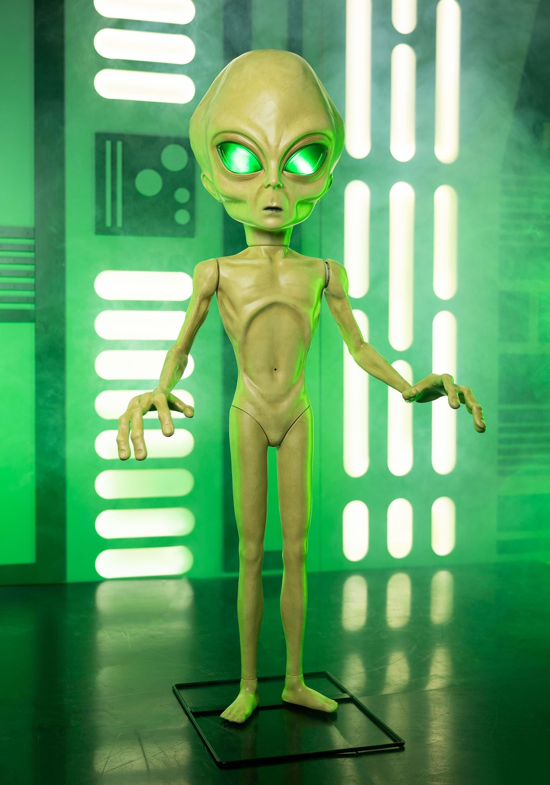 Fun Costumes Alien Animatronic 4.5FT Outer Space Decoration, Area 51 Roswell Extraterrestrial Halloween Decor, Haunted House