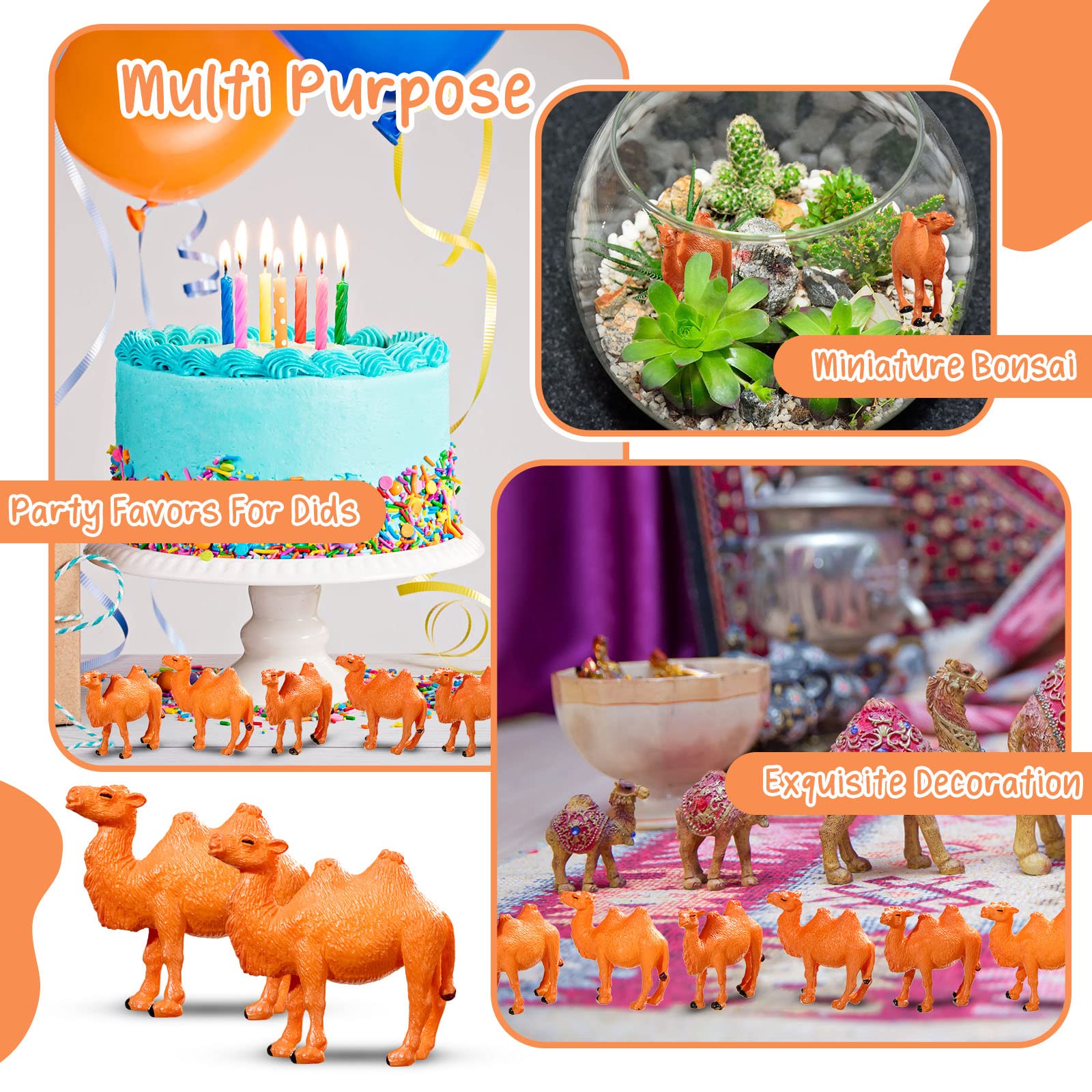 Charniol 24 Pcs Camel Figurines Hand Painted Miniature Animal Statue Desert Camel Figures Animal Figurines Toys Models for Table