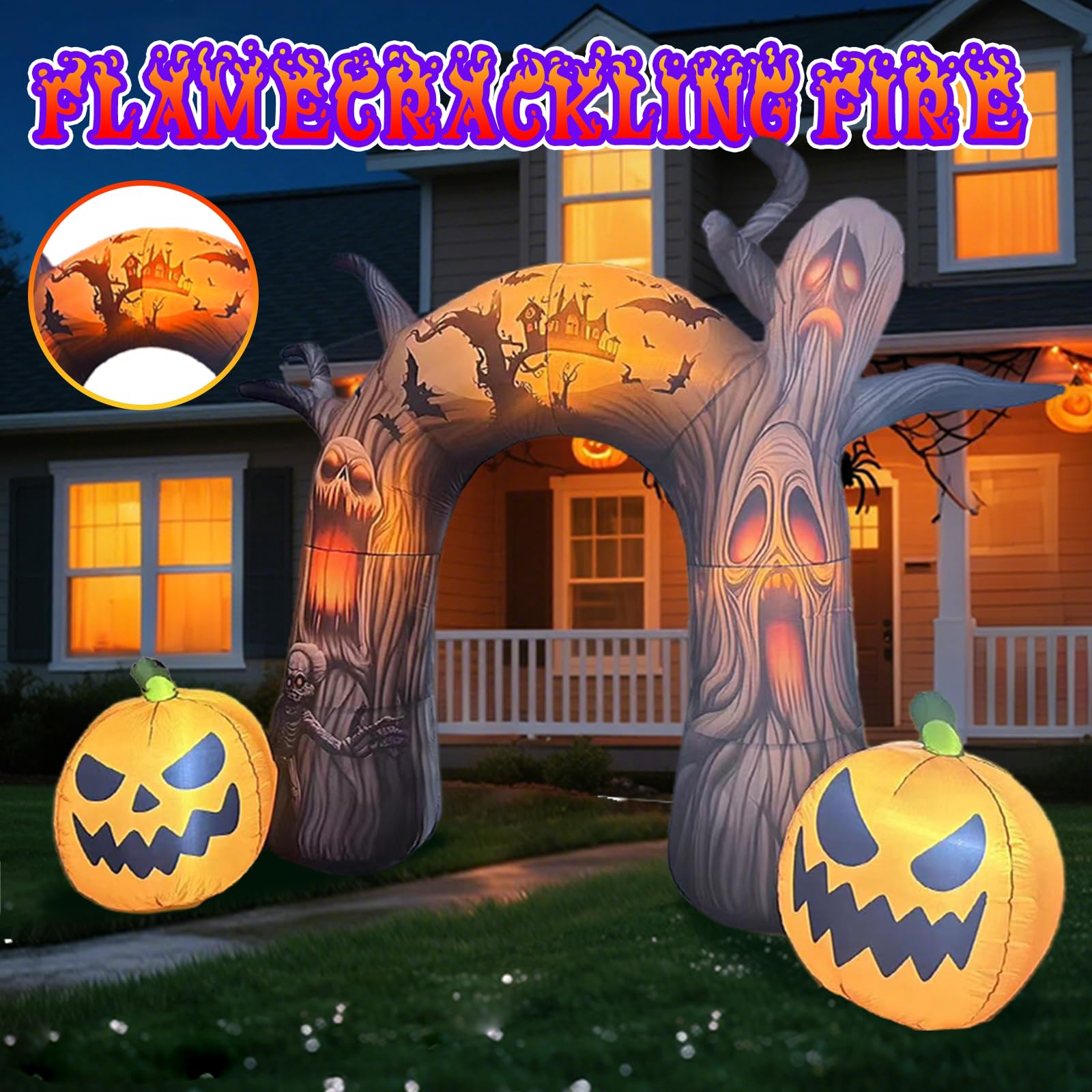 10FT Halloween Arch Inflatable with Built-in LED Lights, Demon Archway Inflatables Decoration, Blow Up Lawn Yard Garden Inflatab