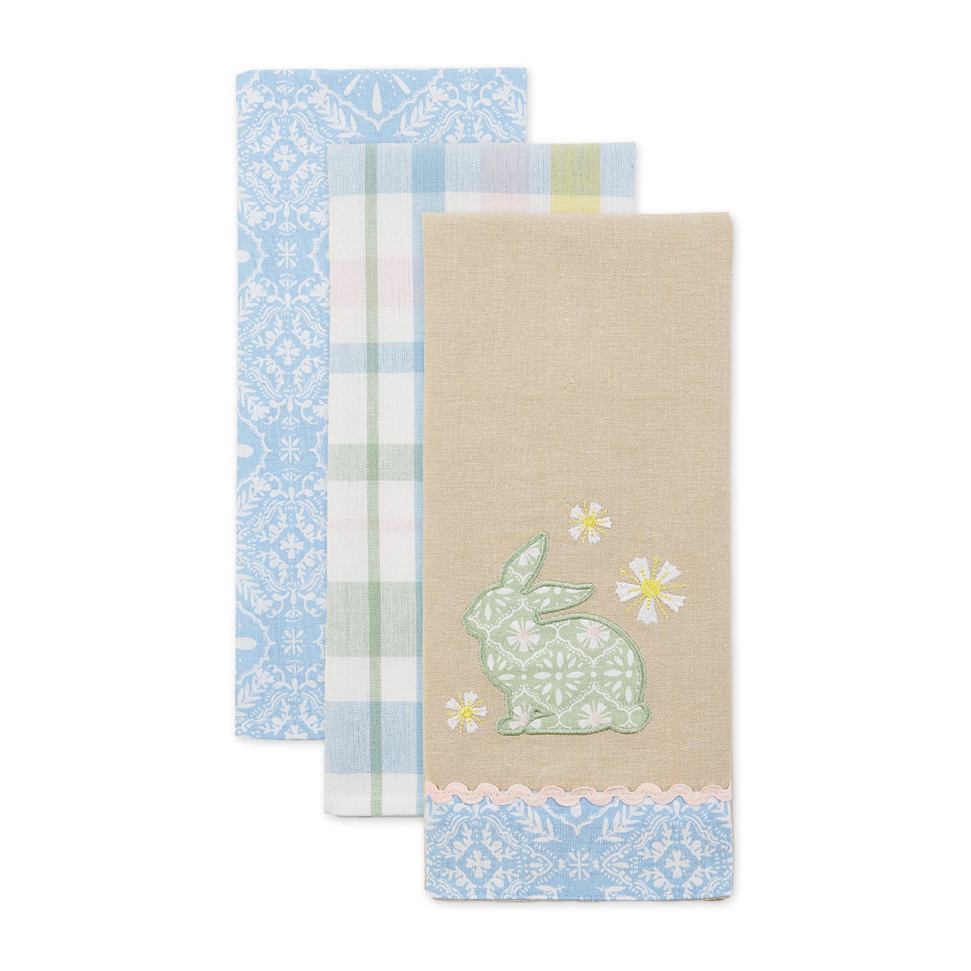 ASST GARDEN BUNNY DISHTOWEL SET/3