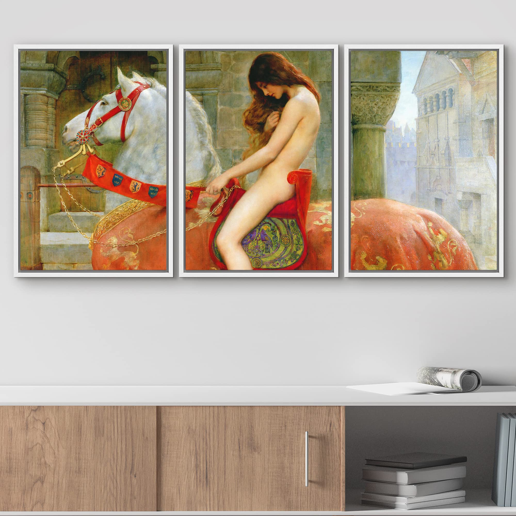 Wall26 Framed Canvas Print Wall Art Set Lady Godiva By John Collier Cultural Historic Oil Painting Fine Art Reproduction Scenic