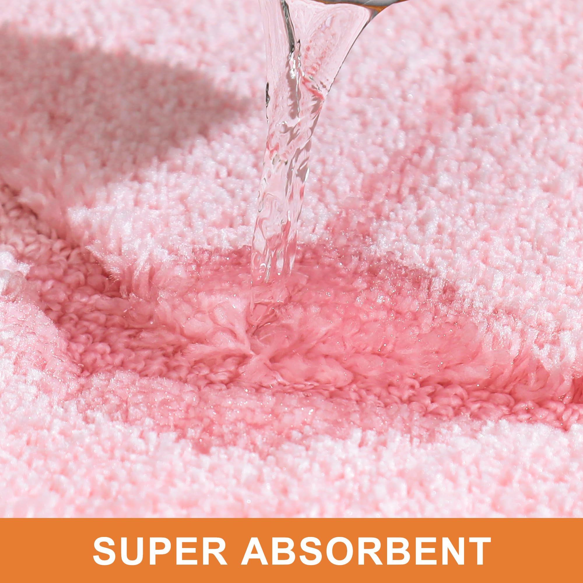 Beqhause Bathroom-Rugs-Non-Slip-Bath-Mats For Bathroom Soft And Absorbent Polyester Microfiber Pink Bath Mat Machine Washable Sh