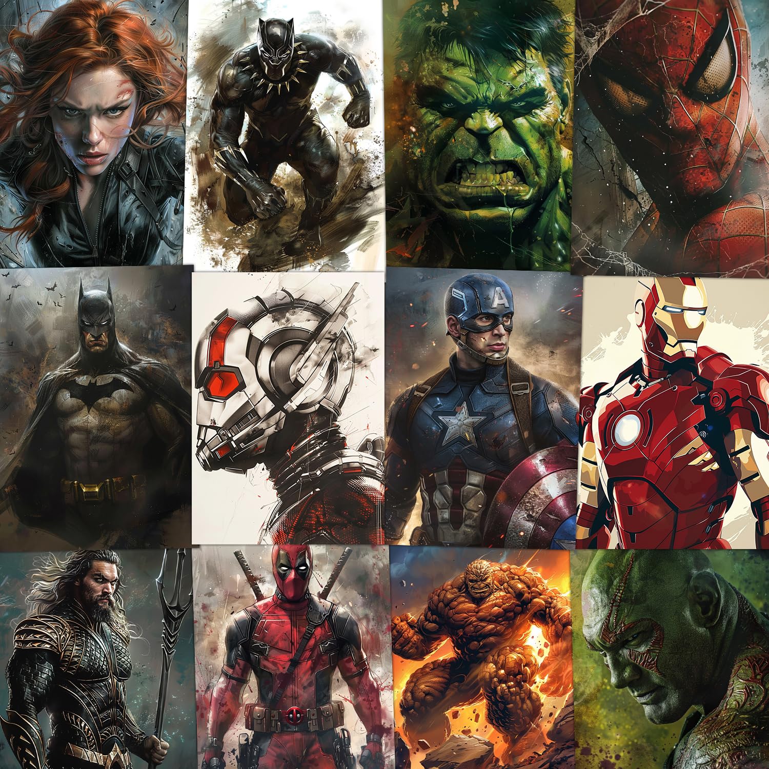 Wallgasm Superheroes Poster Set - Set of 54, 4 x 6 Inches Posters Collage Kit - Posters For Bedroom Superman Posters Batman Post