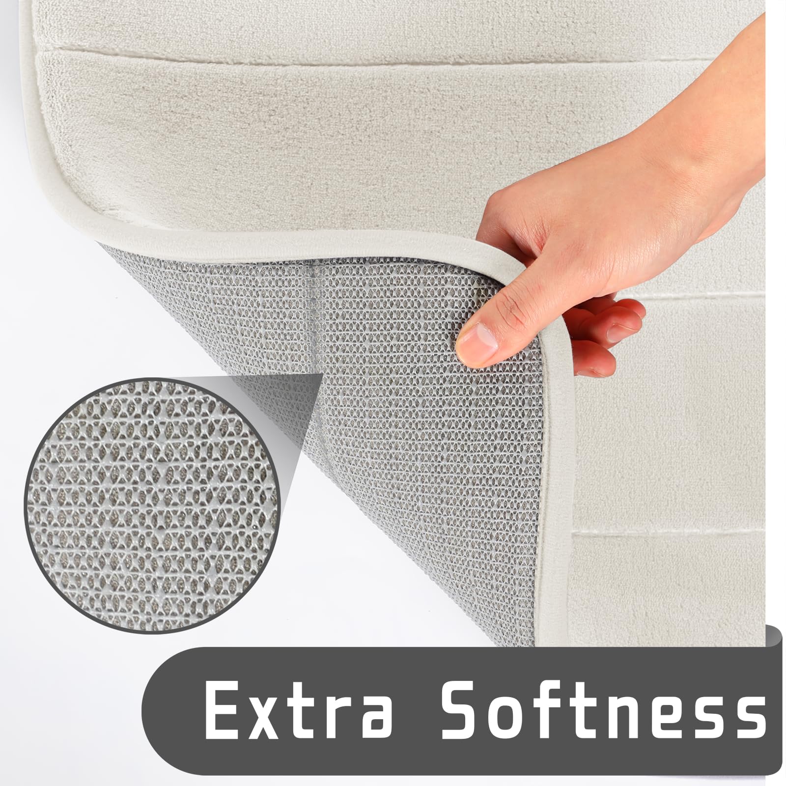 Yimobra Memory Foam Bath Mat Set, 2 Piece Soft Bathroom Rugs,17X24 And 24X20.4 U-Shaped Bathroom Rug, Toilet Mat, Water Absorpti