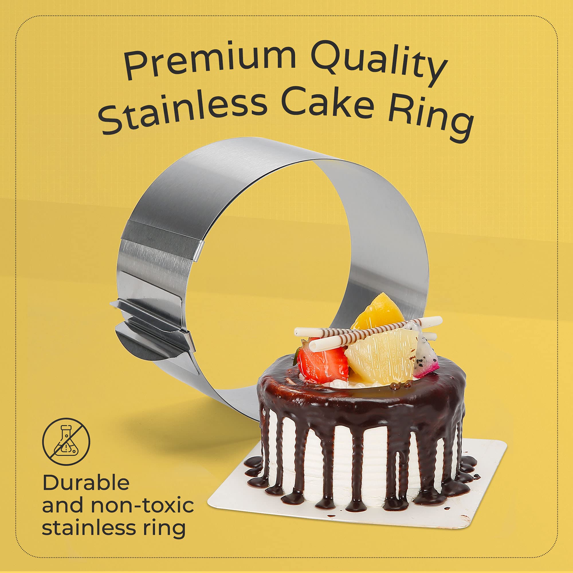 Multipurpose Round Steel Ring, Adjustable Cake Mold Ring For Baking, Premium Quality Functional Baking Gifts, 1 Ring 6.25-12 Inc