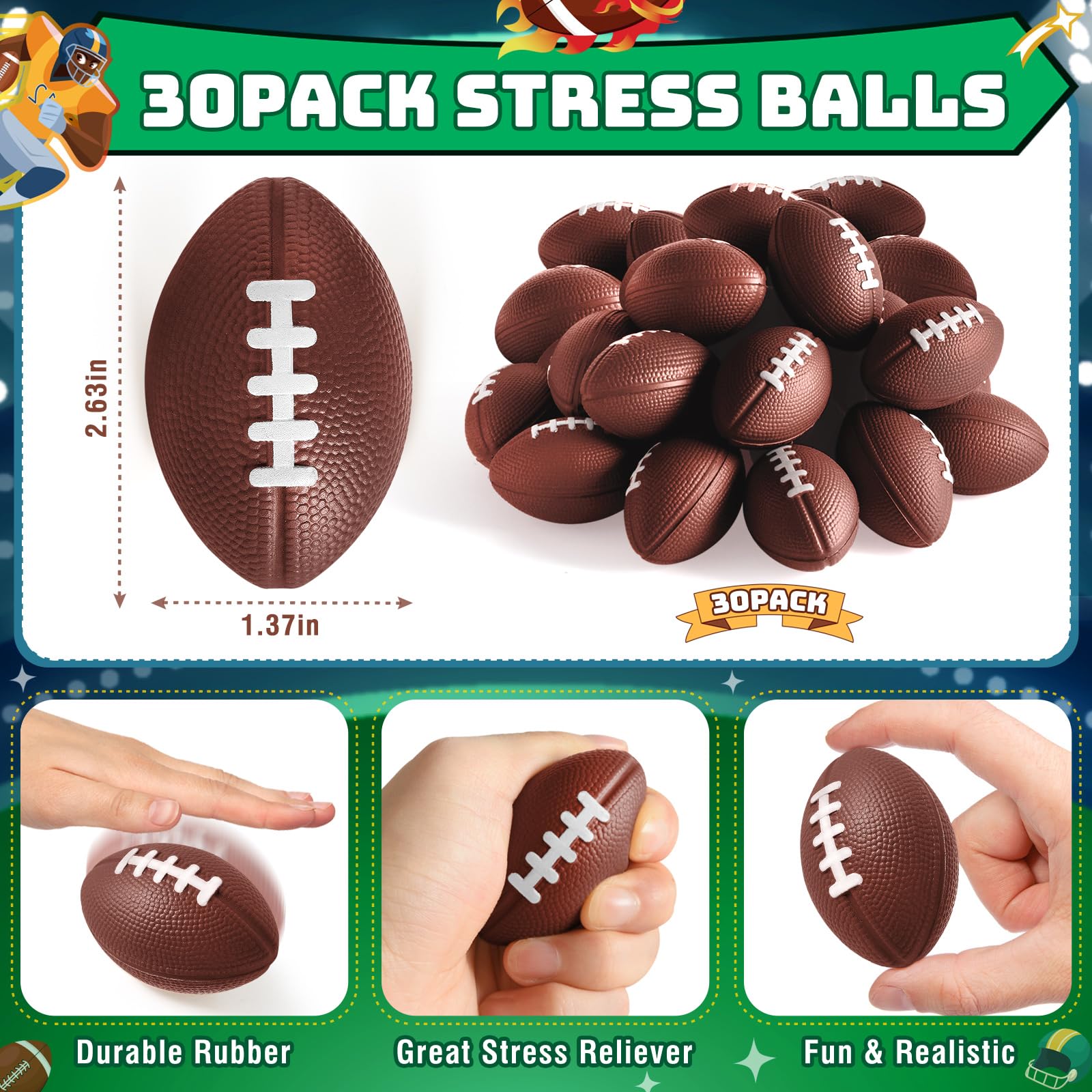 Valentines Day Gifts For Kids, 30 Pack Mini Sports Soccer Football Stress Ball With Valentines Day Cards For Kid Classroom Excha
