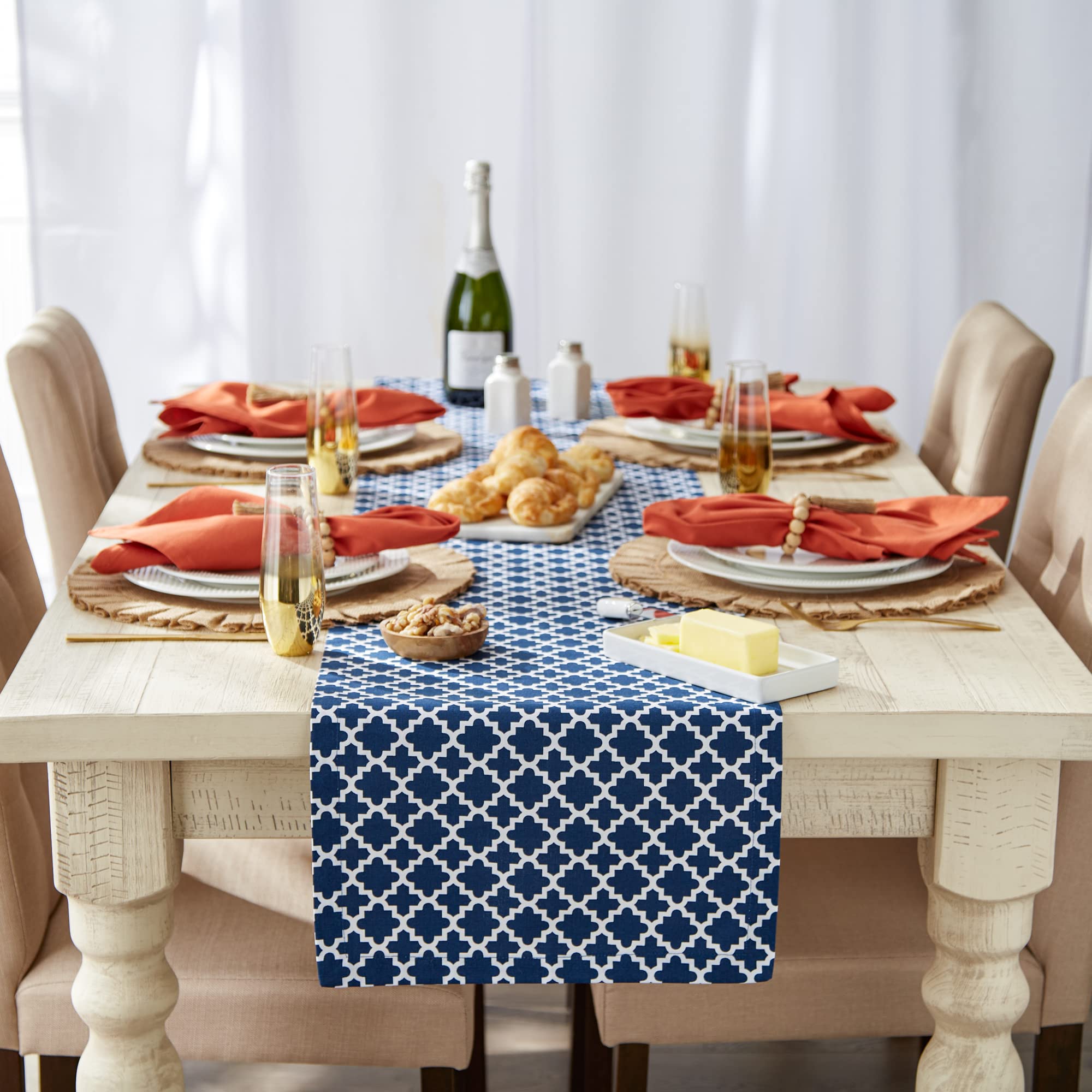 Dii Lattice Tabletop Collection, Table Runner, 14X72, Nautical Blue
